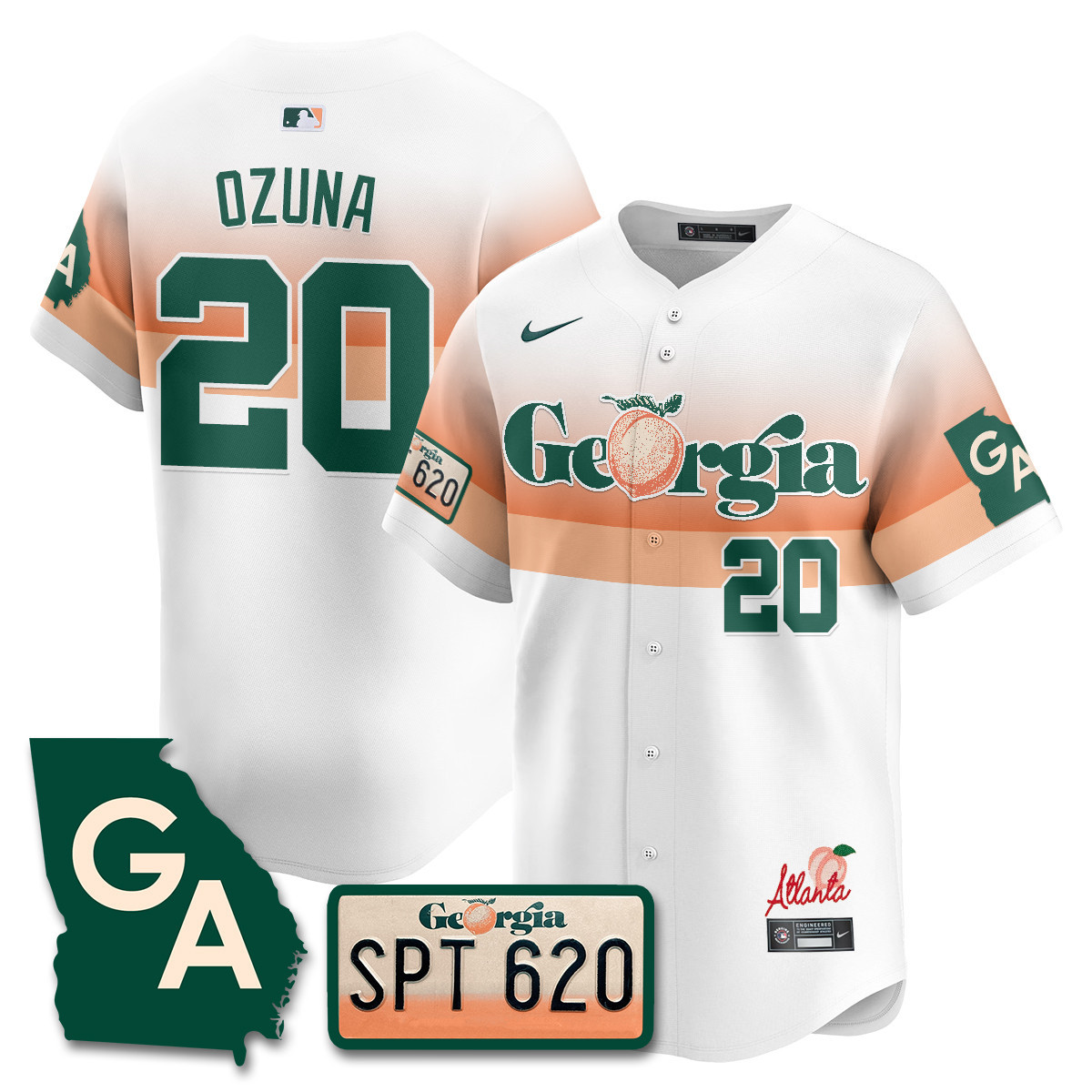 Men's Marcell Ozuna Atlanta Braves Peach Plates - Georgia Peaches Vapor Premier Limited White Jersey - Printed