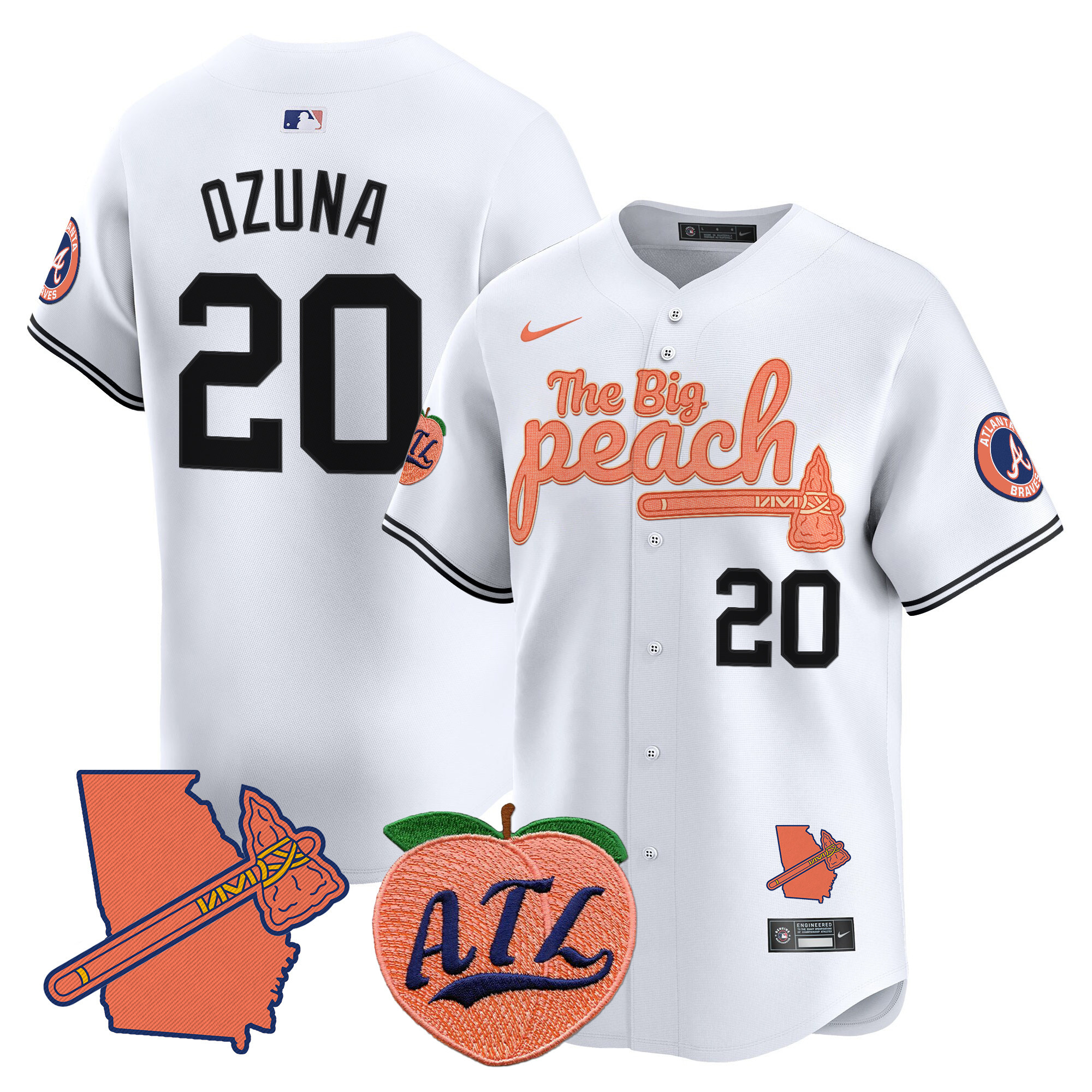 Men's Marcell Ozuna Atlanta Braves The Big Peach Vapor Premier Limited White Jersey V2 - All Stitched