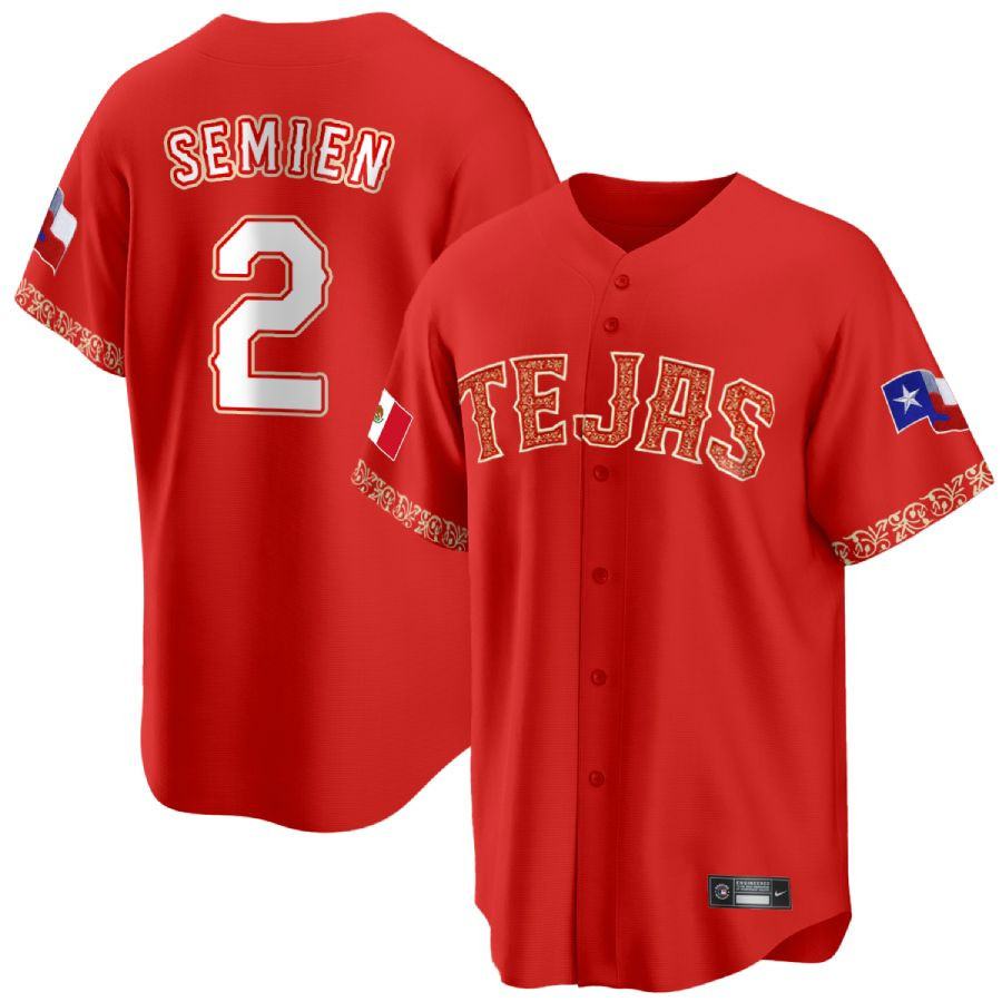 Men's Marcus Semien Texas Rangers Mexican Heritage Night Cool Base Jersey ñ All Stitched