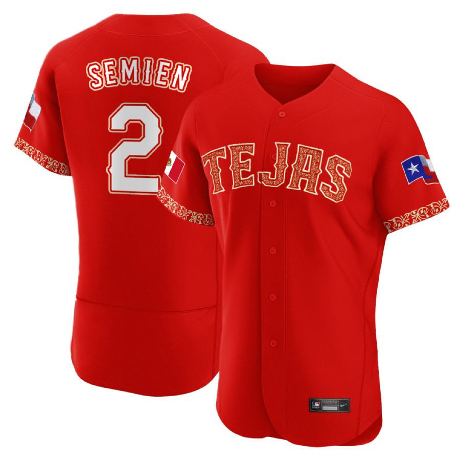 Men's Marcus Semien Texas Rangers Mexican Heritage Night Flex Base Jersey ñ All Stitched