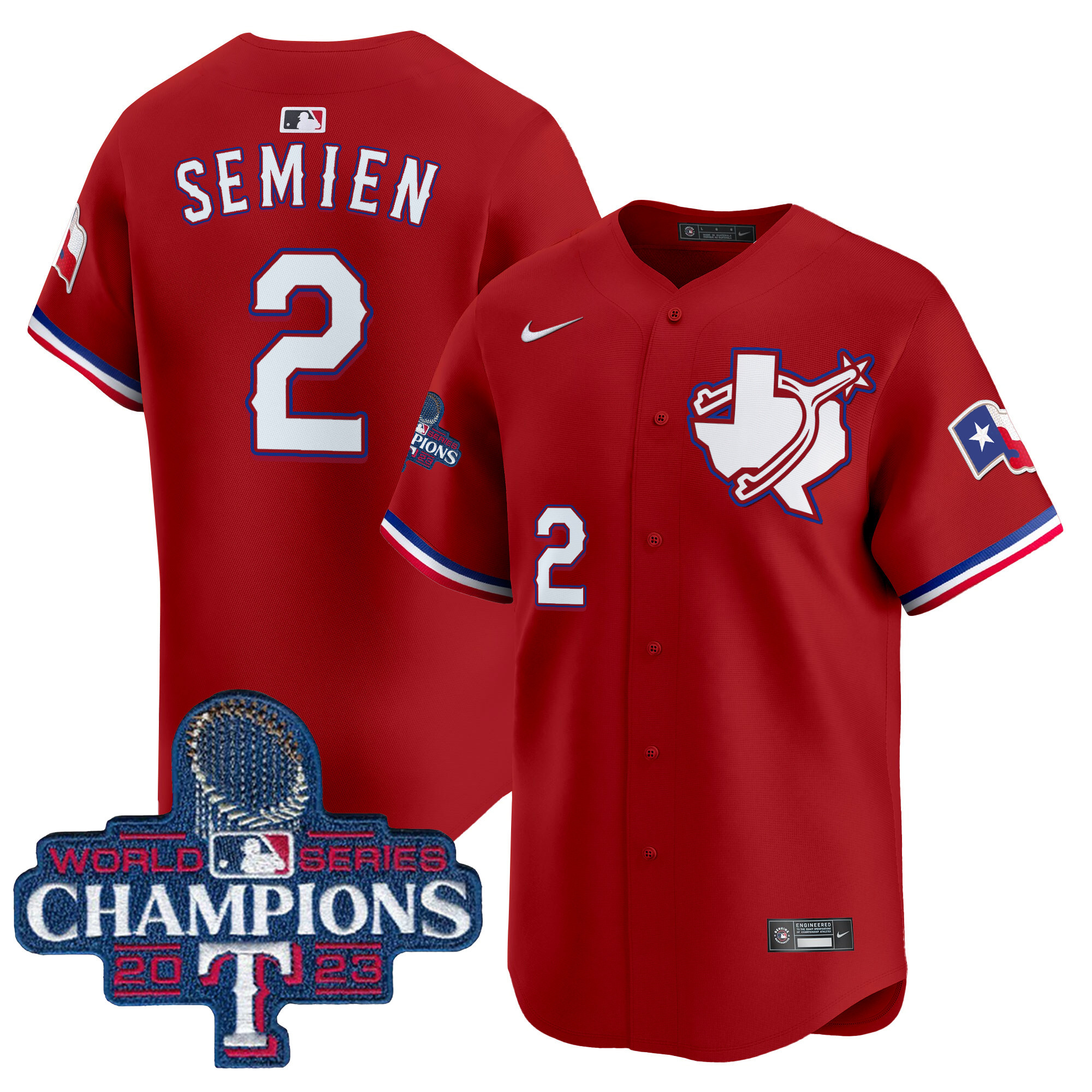 Men's Marcus Semien Texas Rangers World Series Champions Vapor Premier Limited Red Jersey V3 - All Stitched
