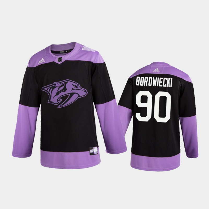 Men's Mark Borowiecki #90 Nashville Predators 2020 Fights Cancer Black Practice Jersey