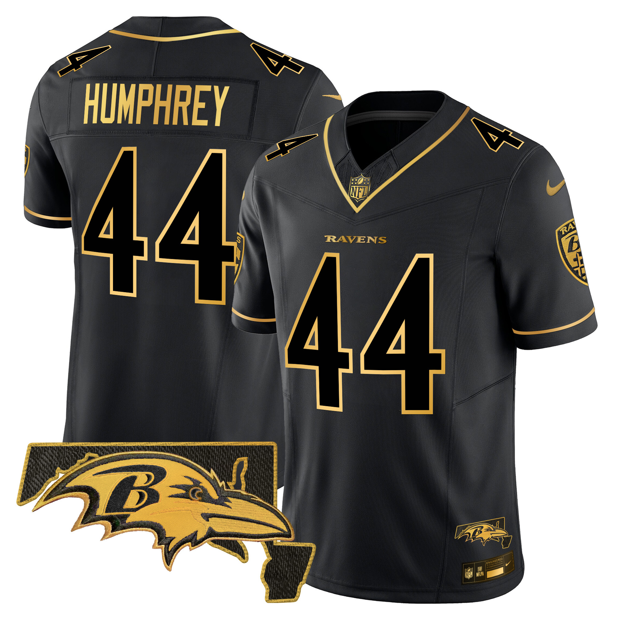 Men's Marlon Humphrey Baltimore Ravens 2024 Gold Vapor Limited Black Gold Jersey - All Stitched
