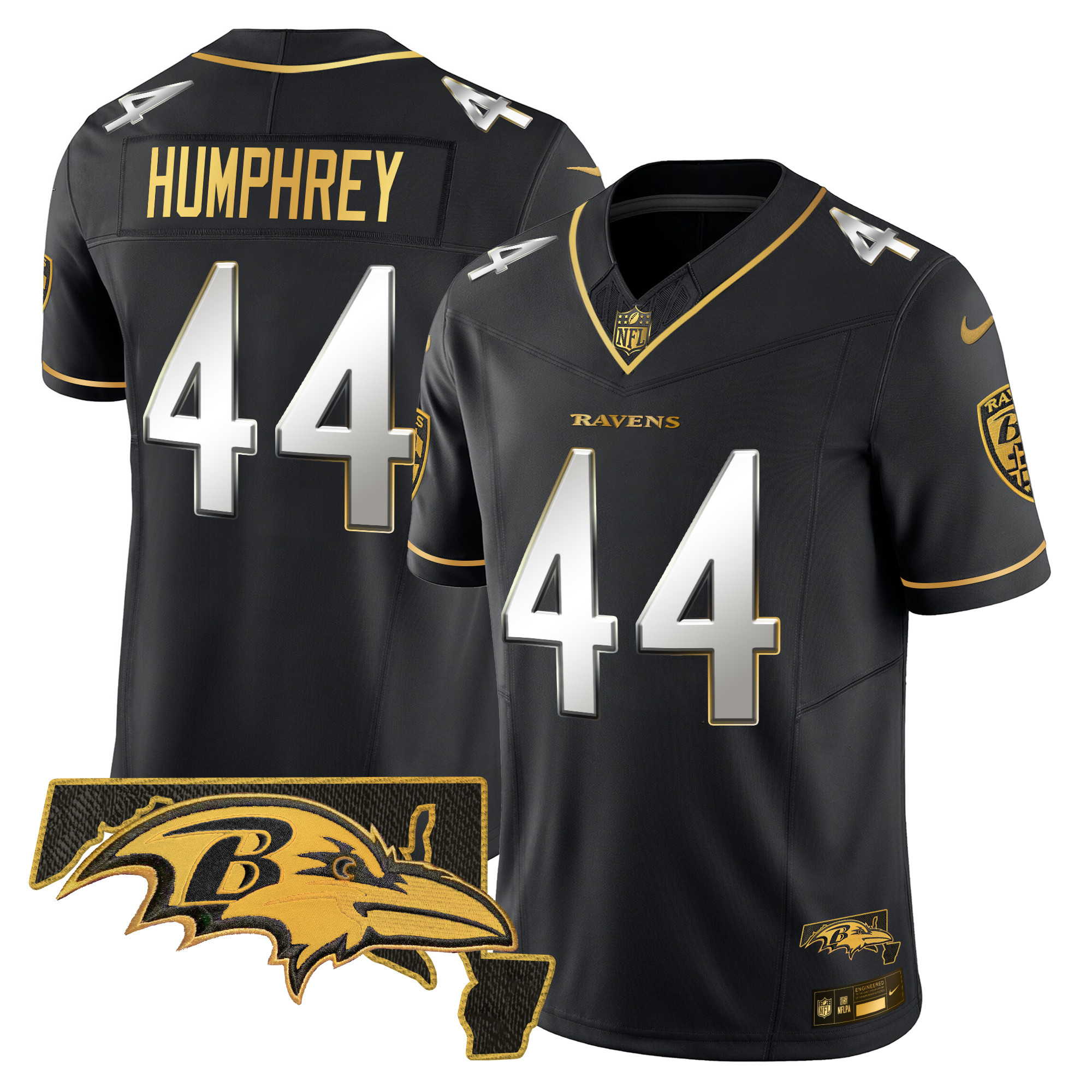 Men's Marlon Humphrey Baltimore Ravens 2024 Gold Vapor Limited Black Limited Jersey - All Stitched