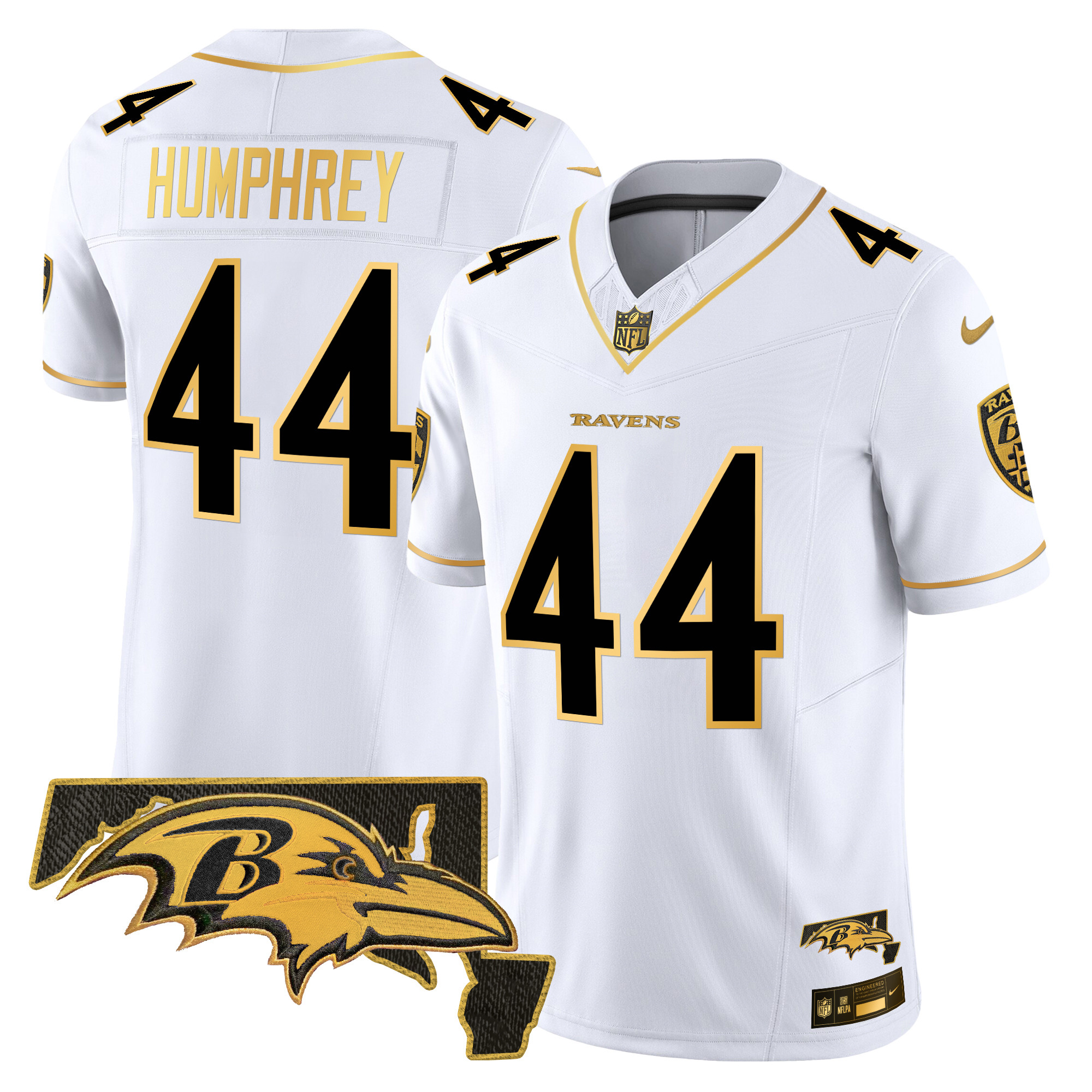 Men's Marlon Humphrey Baltimore Ravens 2024 Gold Vapor Limited White Gold Jersey - All Stitched