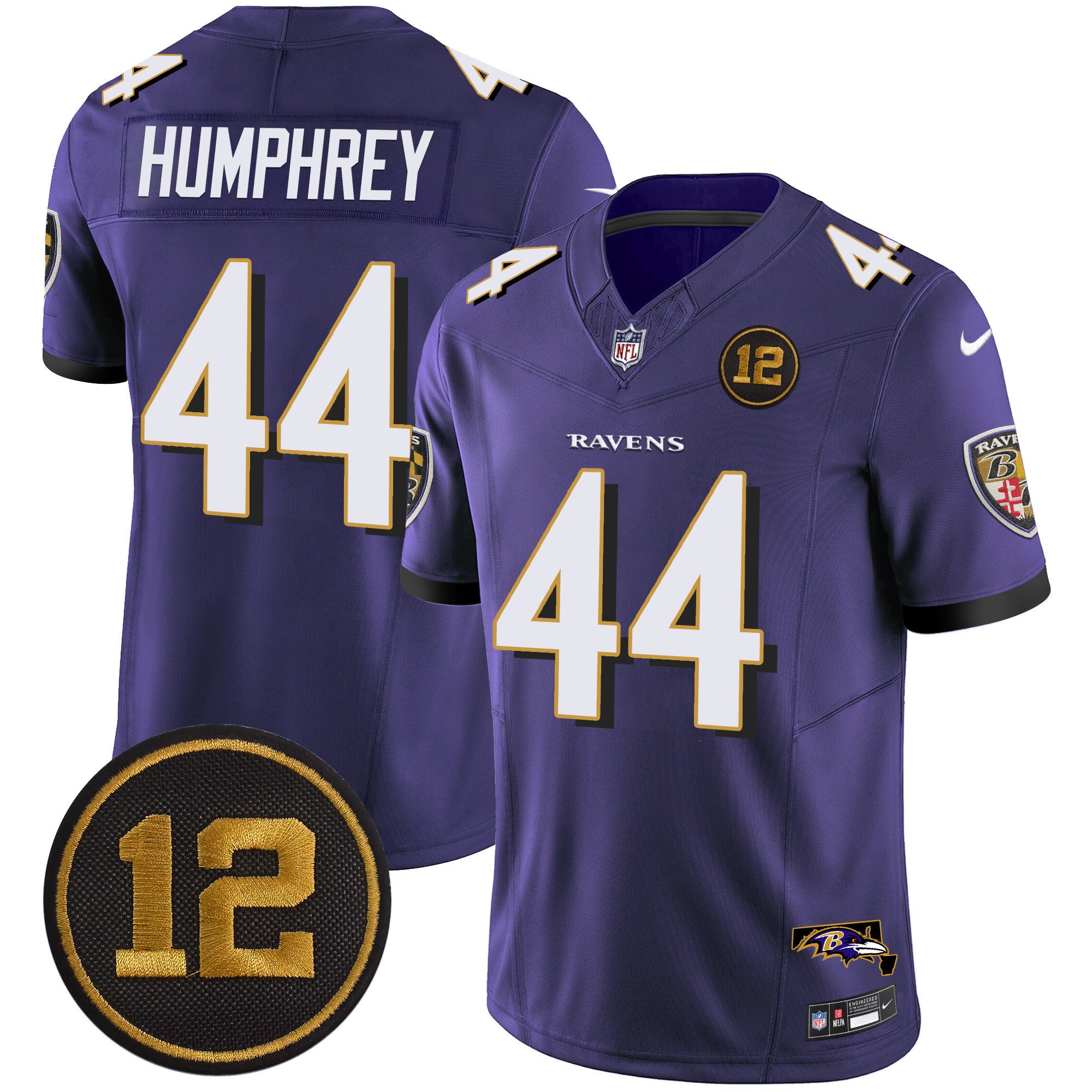 Men's Marlon Humphrey Baltimore Ravens Jacoby Jones Patch Vapor Limited Purple Jersey - All Stitched