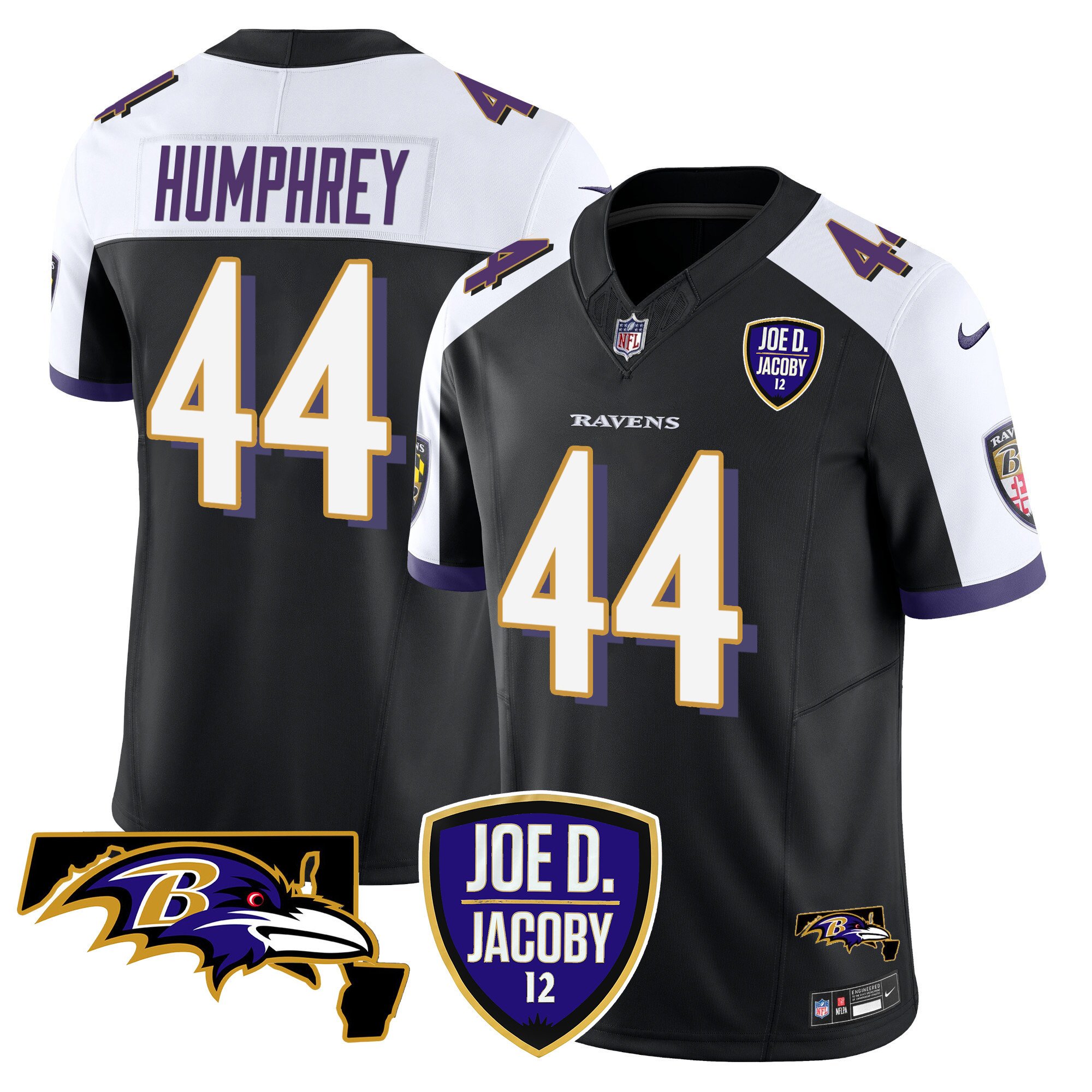 Men's Marlon Humphrey Baltimore Ravens Joe D & Jacoby Patch Vapor Limited Black Alternate Jersey - All Stitched