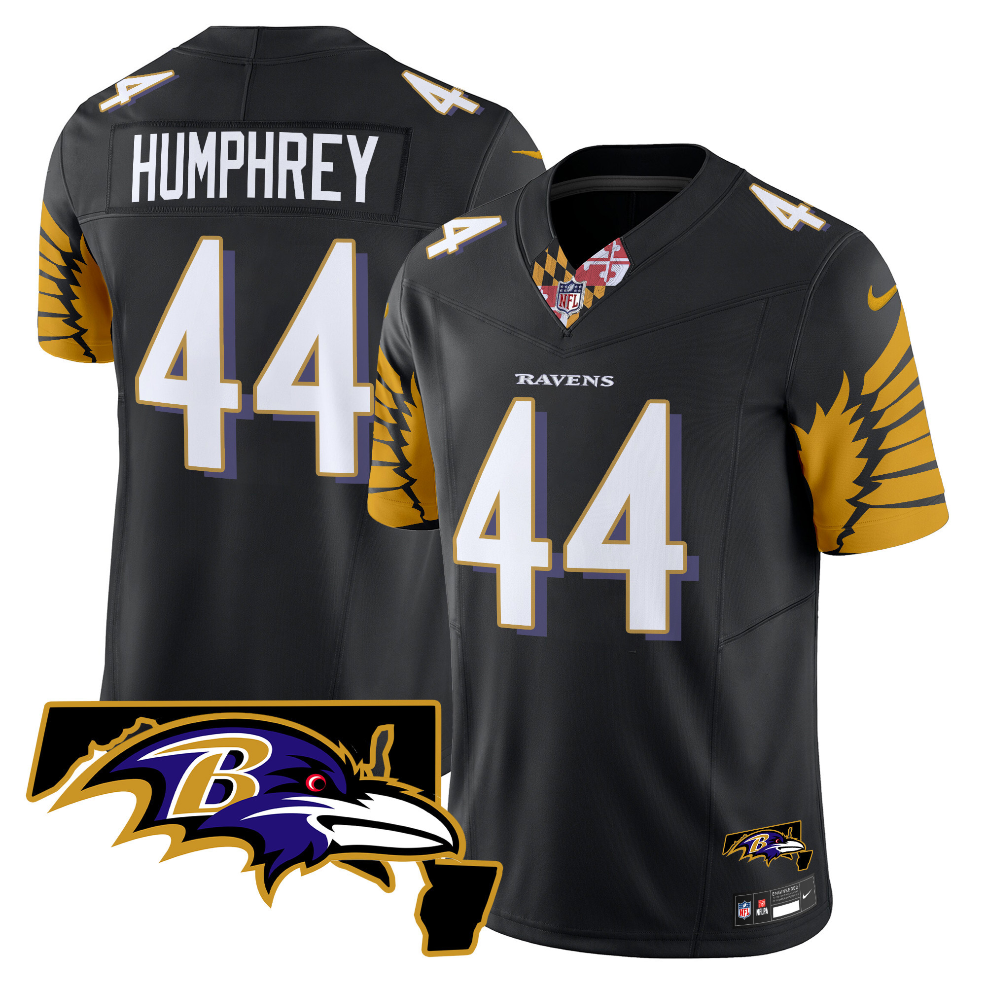Men's Marlon Humphrey Baltimore Ravens Maryland Patch Vapor Limited Black Jersey - All Stitched