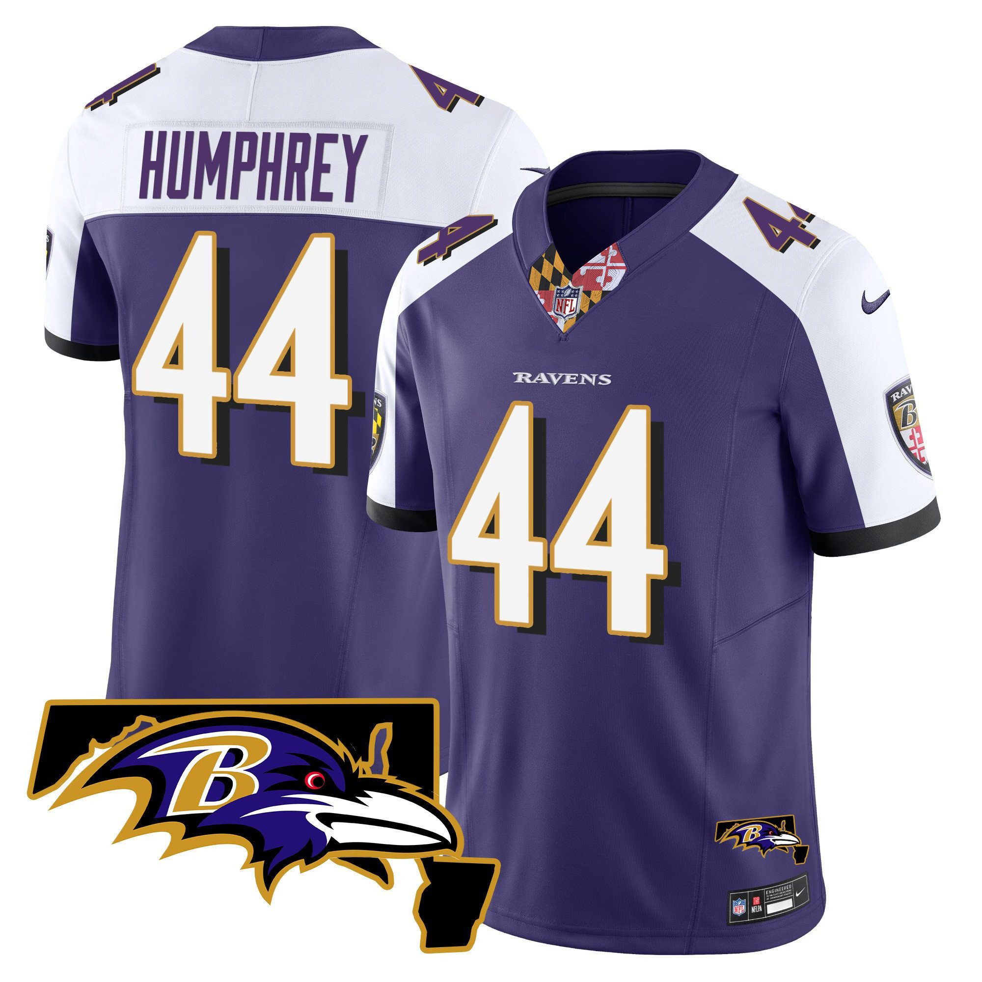 Men's Marlon Humphrey Baltimore Ravens Maryland Patch Vapor Limited Purple Alternate Jersey - All Stitched