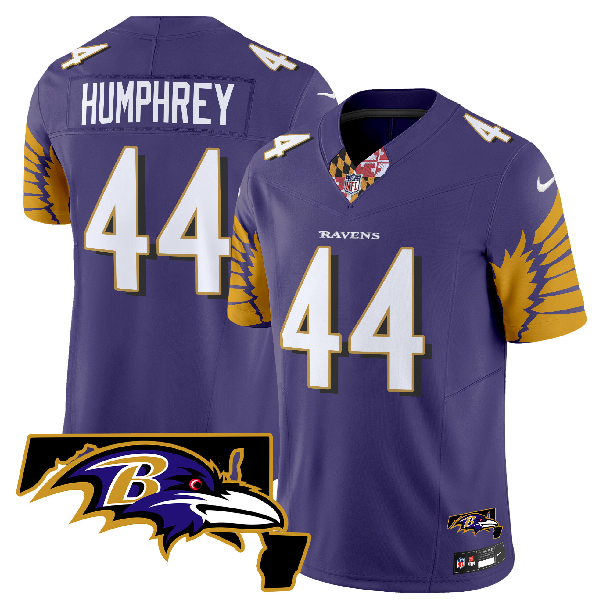 Men's Marlon Humphrey Baltimore Ravens Maryland Patch Vapor Limited Purple Jersey - All Stitched