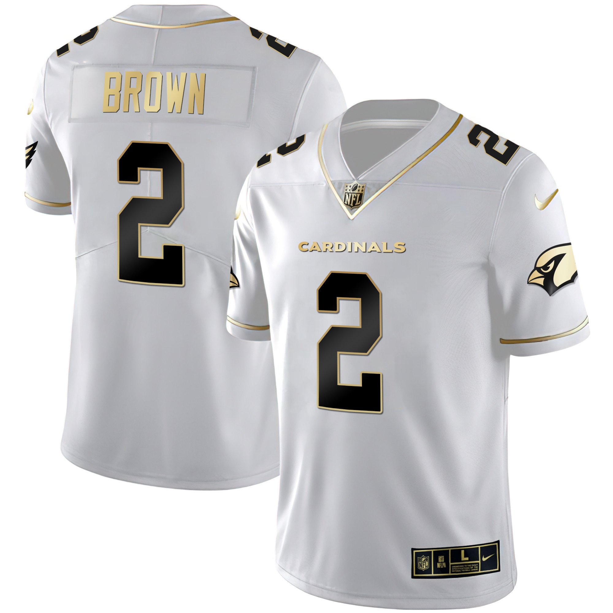 Men's Marquise Brown Arizona Cardinals Black Gold & White Gold Vapor Limited White Gold Jersey - All Stitched