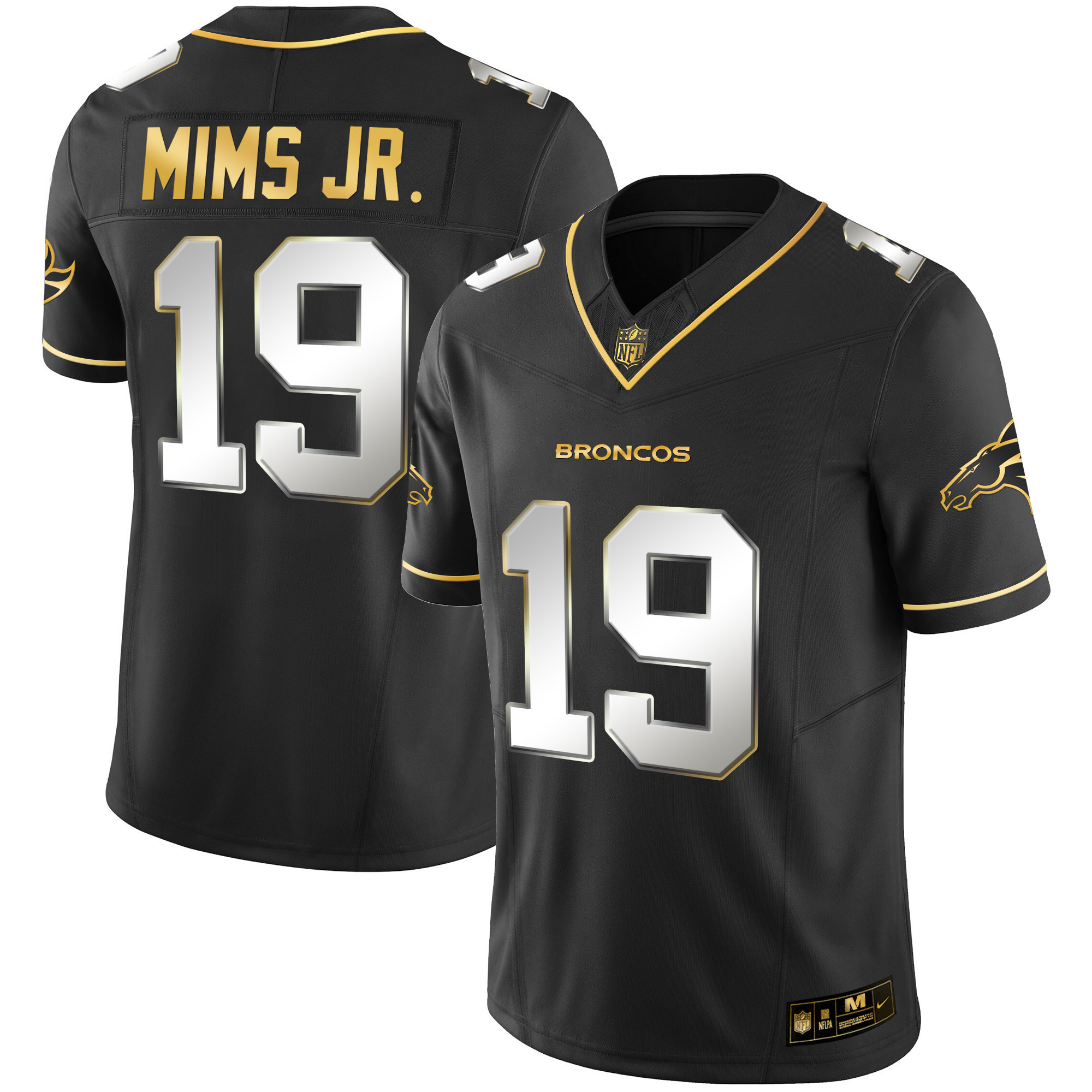 Men's Marvin Mims Jr. Denver Broncos Gold Vapor Limited Black Limitted Jersey - All Stitched