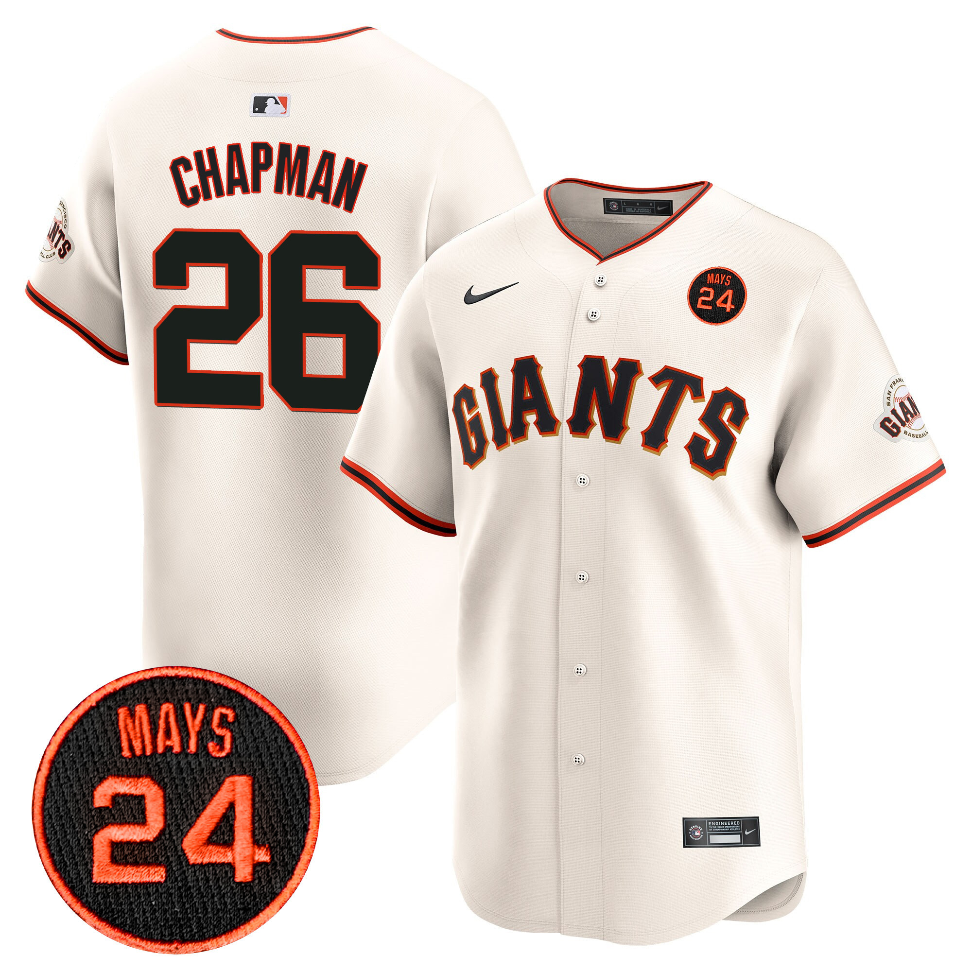 Men's Matt Chapman San Francisco Giants 2024 Willie Mays Patch Vapor Premier Limited Cream Jersey V3 - All Stitched