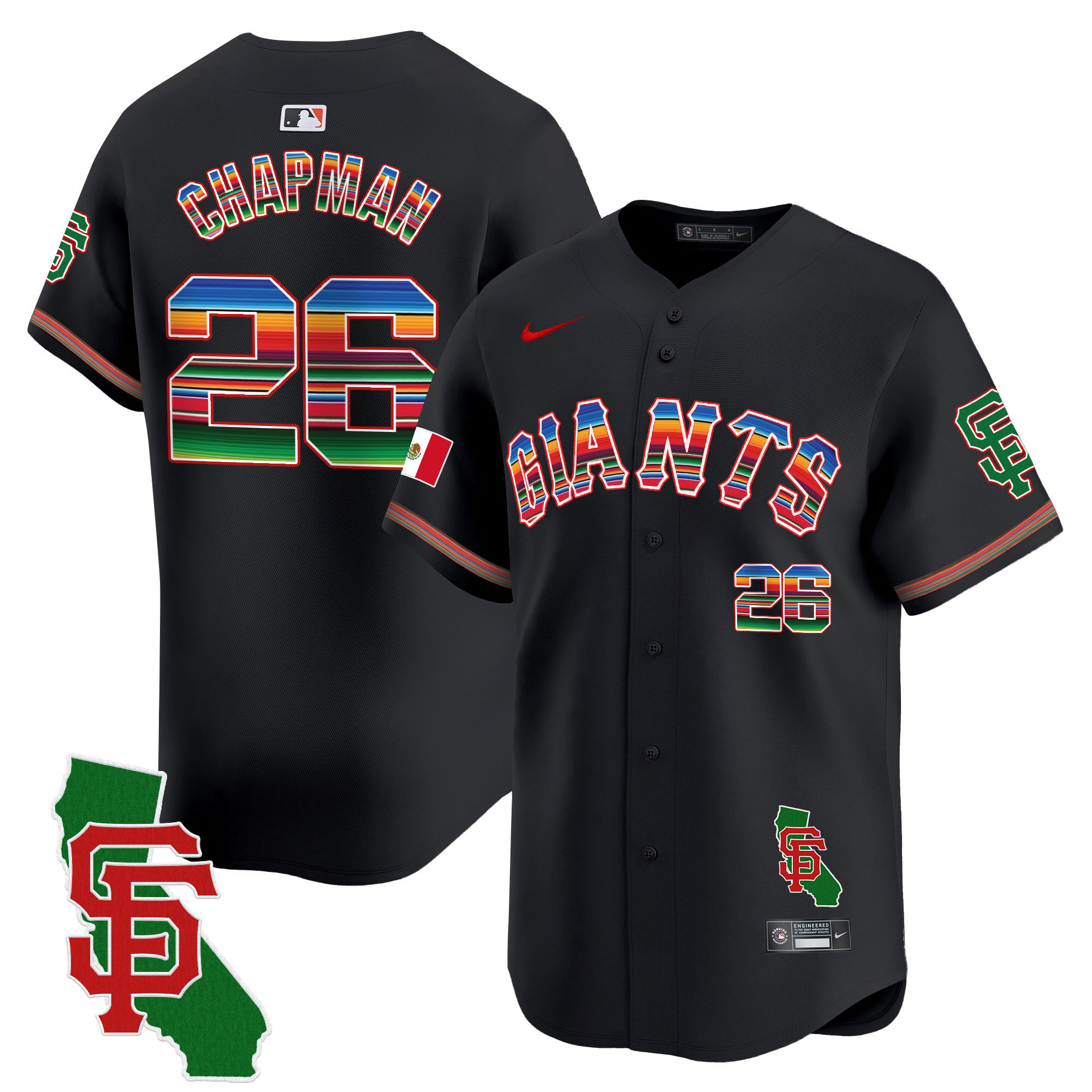 Men's Matt Chapman San Francisco Giants Mexico California Patch Vapor Premier Limited Black Jersey - All Stitched