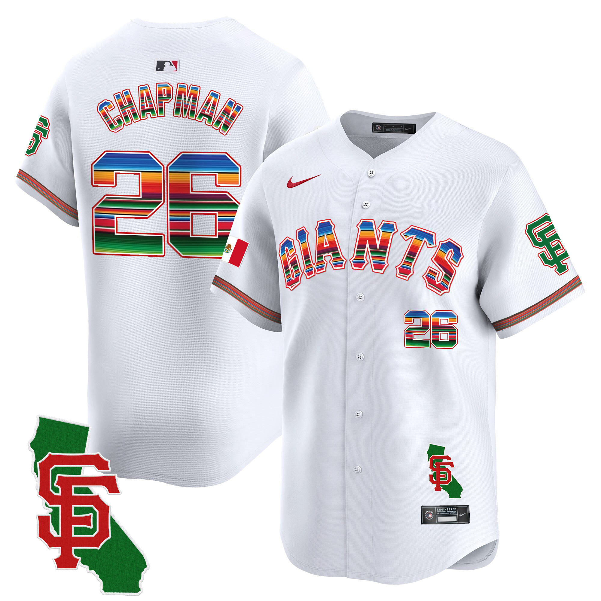 Men's Matt Chapman San Francisco Giants Mexico California Patch Vapor Premier Limited White Jersey - All Stitched