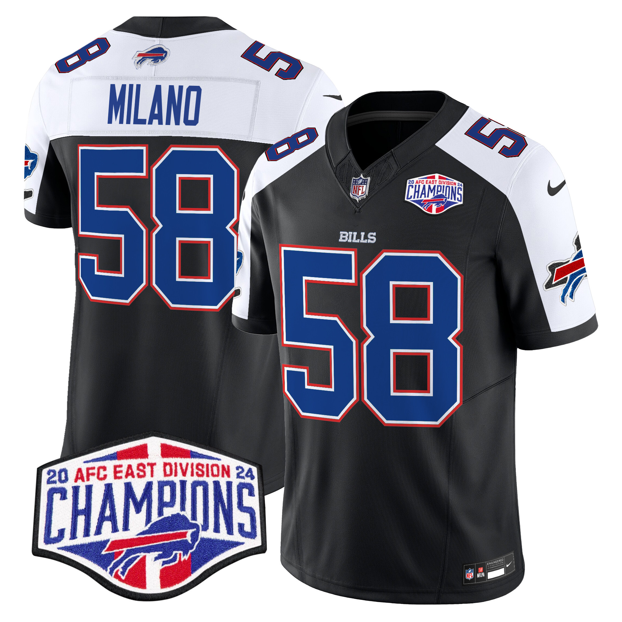Men's Matt Milano Buffalo Bills 2024 AFC East Division Champions Vapor Limited Black Alternate Jersey - All Stitched