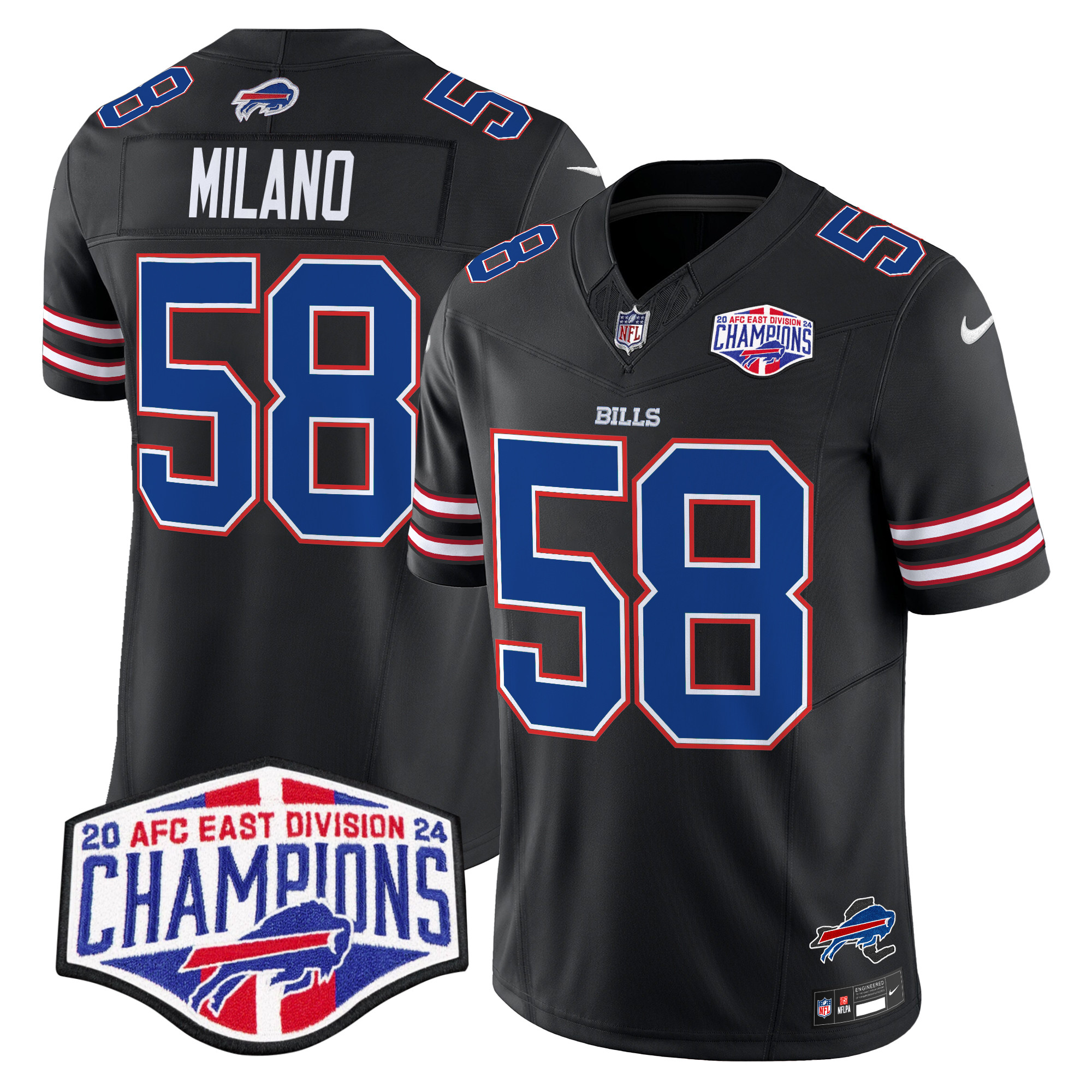 Men's Matt Milano Buffalo Bills 2024 AFC East Division Champions Vapor Limited Black Jersey - All Stitched