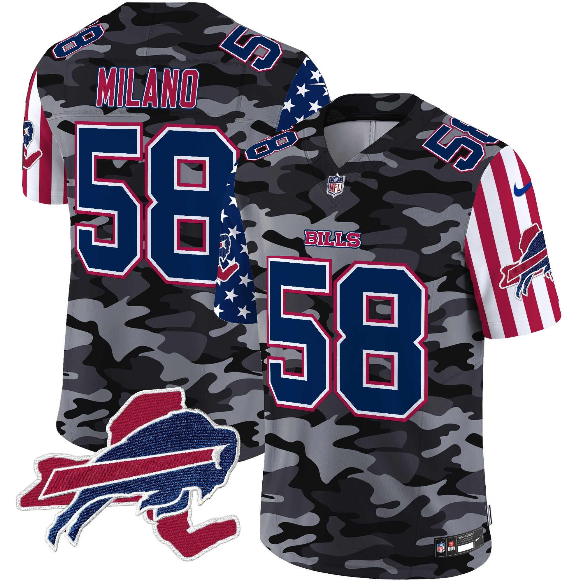Men's Matt Milano Buffalo Bills American Style Vapor Limited Black Camo Jersey - All Stitched