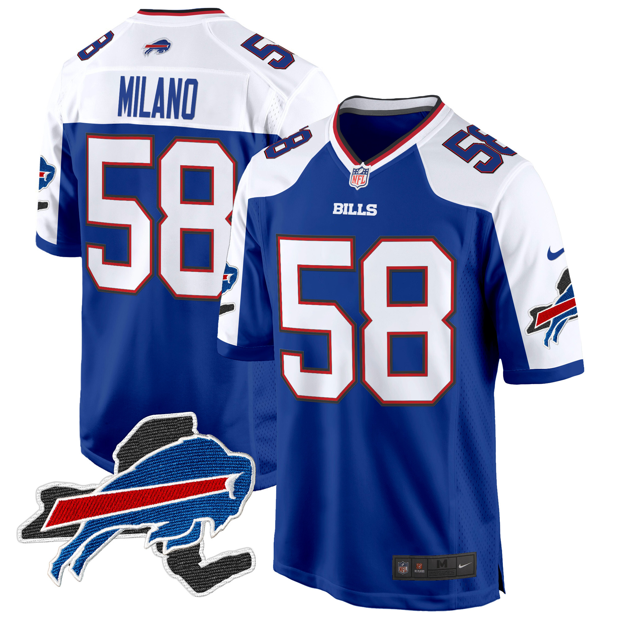 Men's Matt Milano Buffalo Bills New York Patch Game Royal Alternate Jersey - All Stitched
