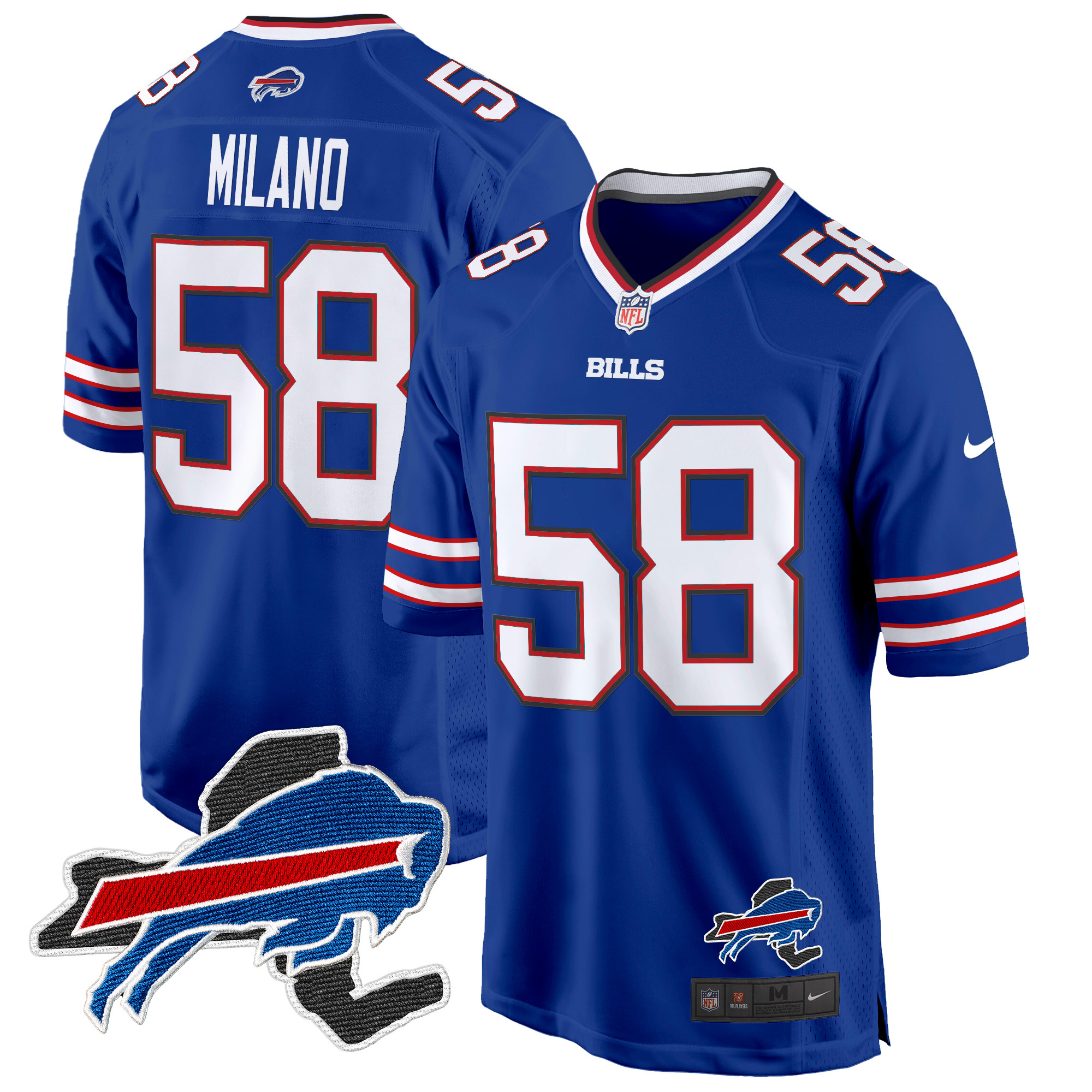 Men's Matt Milano Buffalo Bills New York Patch Game Royal Jersey - All Stitched