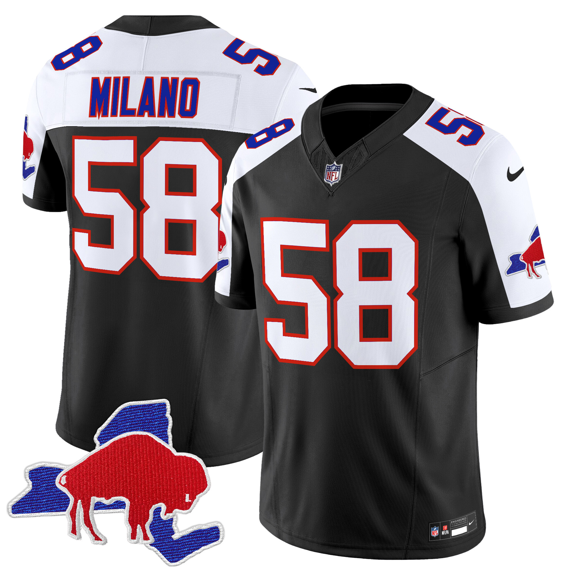 Men's Matt Milano Buffalo Bills Throwback 2024 Vapor Limited Black Alternate Jersey - All Stitched