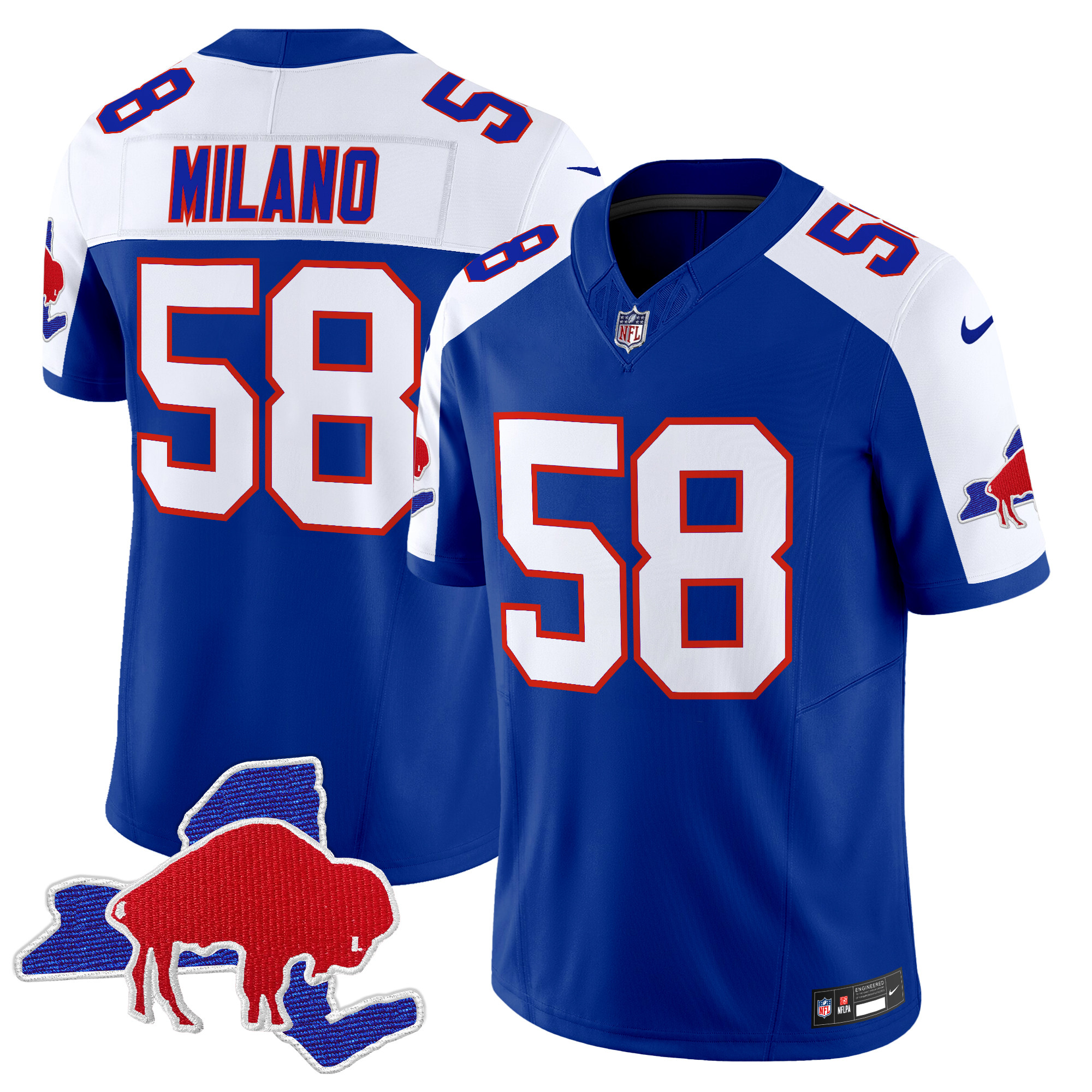 Men's Matt Milano Buffalo Bills Throwback 2024 Vapor Limited Royal Alternate Jersey - All Stitched
