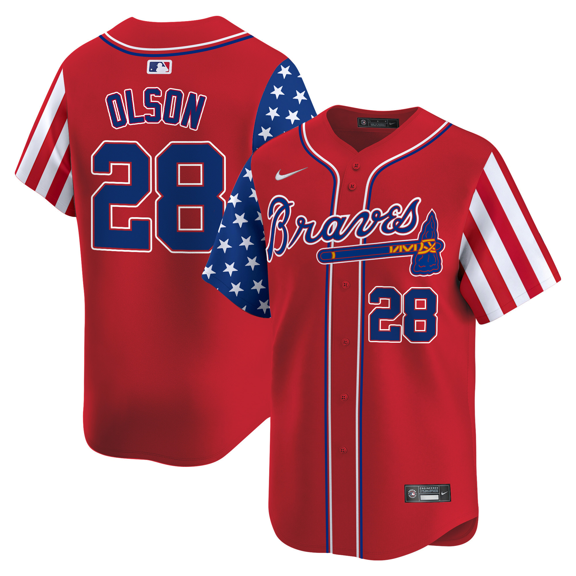 Men's Matt Olson Atlanta Braves 2024 Independence Day Vapor Premier Limited Red Jersey - All Stitched