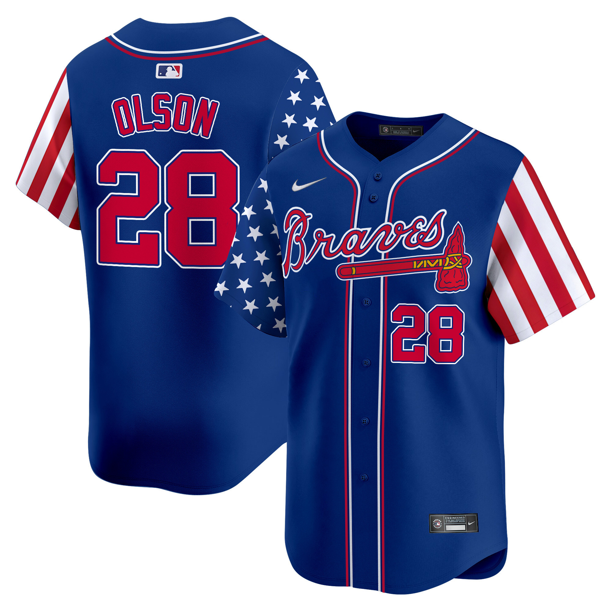 Men's Matt Olson Atlanta Braves 2024 Independence Day Vapor Premier Limited Royal Jersey - All Stitched