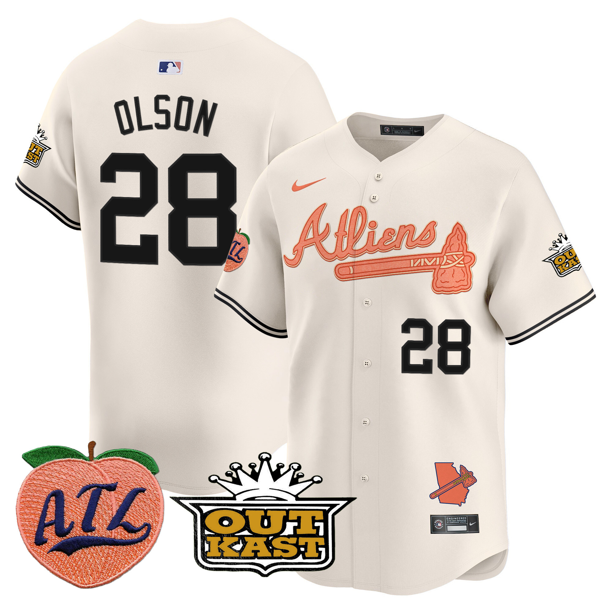 Men's Matt Olson Atlanta Braves Atliens & Peach Vapor Premier Limited Cream Jersey - All Stitched