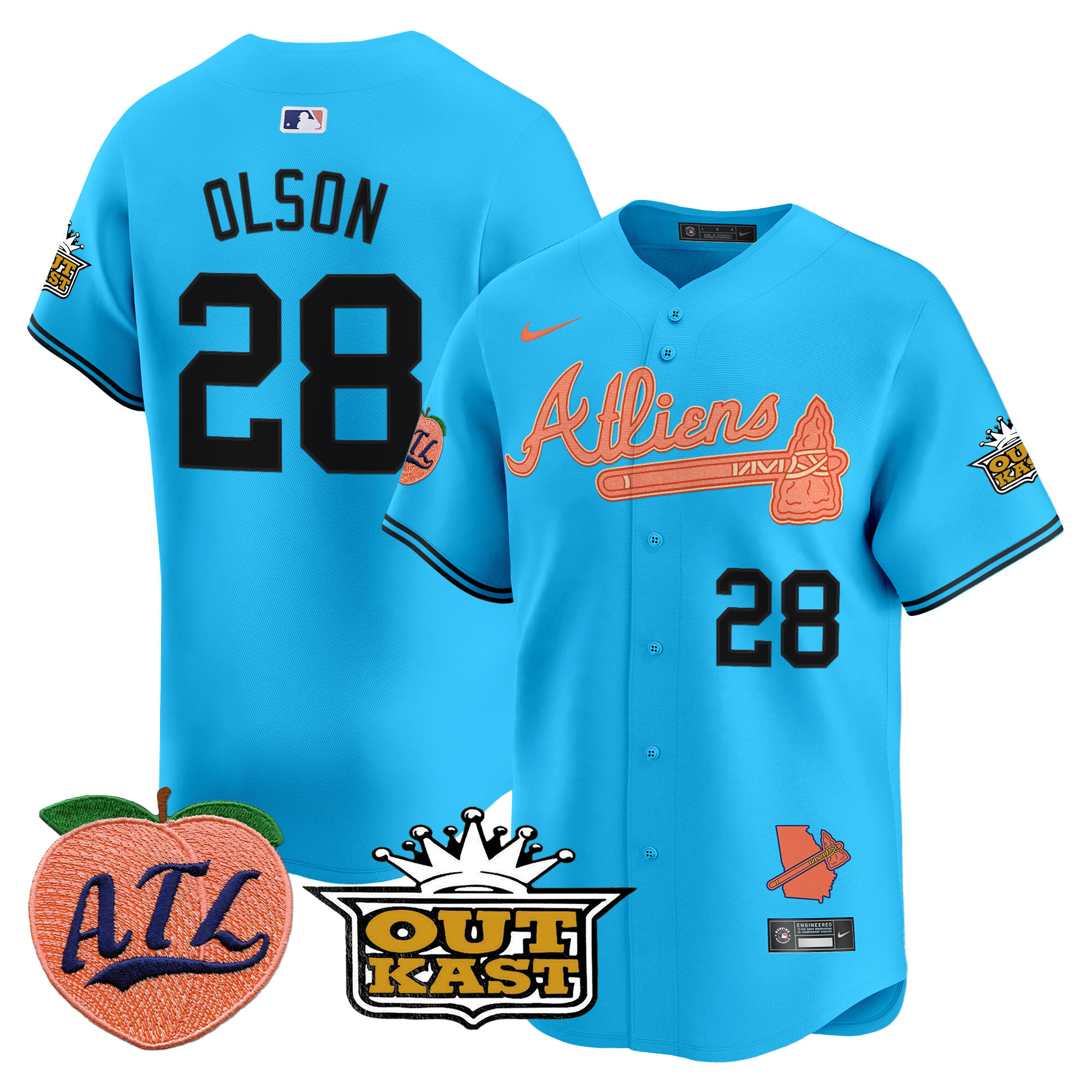 Men's Matt Olson Atlanta Braves Atliens & Peach Vapor Premier Limited Light Blue Jersey - All Stitched