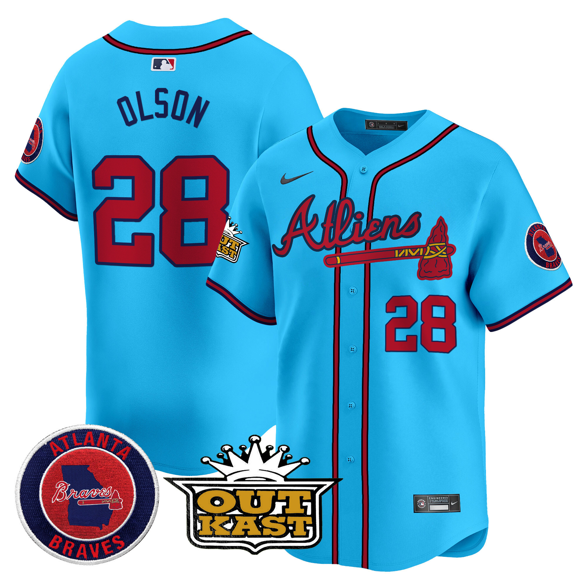 Men's Matt Olson Atlanta Braves Atliens Vapor Premier Limited Light Blue Jersey V4 - All Stitched
