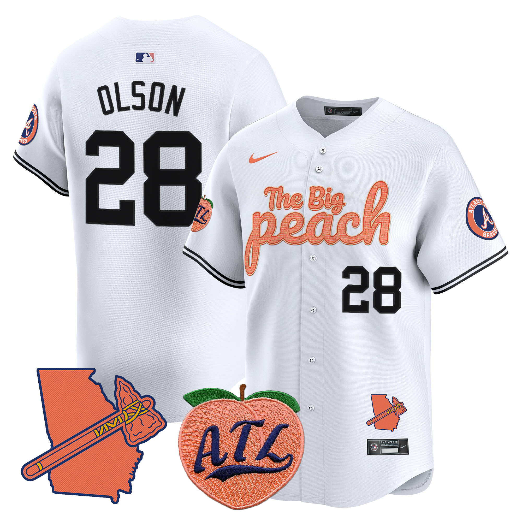 Men's Matt Olson Atlanta Braves The Big Peach Vapor Premier Limited White Jersey - All Stitched