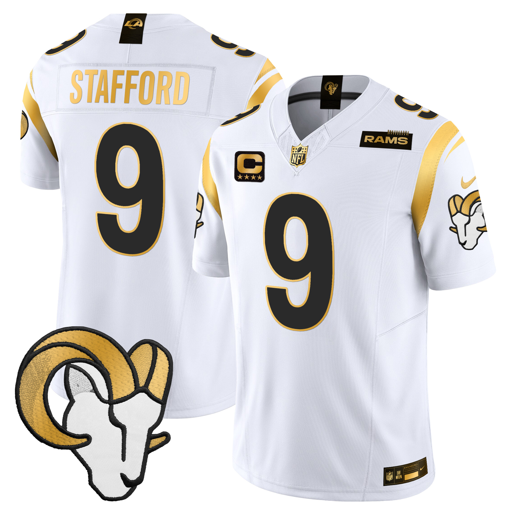 Men's Matthew Stafford Los Angeles Rams 2024 Gold Vapor Limited White Jersey - All Stitched