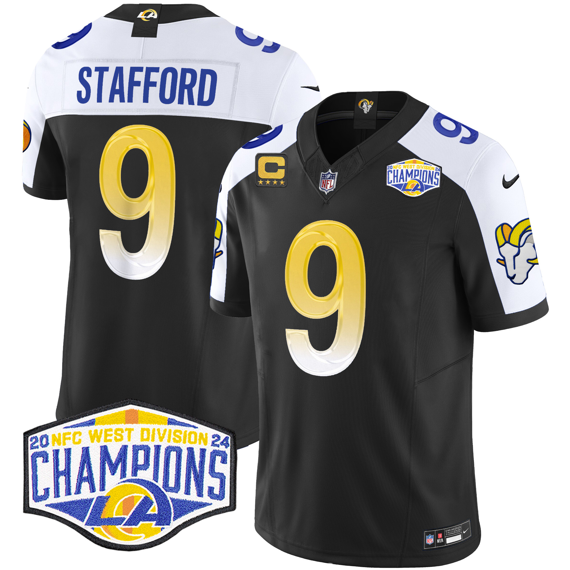 Men's Matthew Stafford Los Angeles Rams 2024 NFC West Division Champions Vapor Limited Black Alternate Jersey - All Stitched