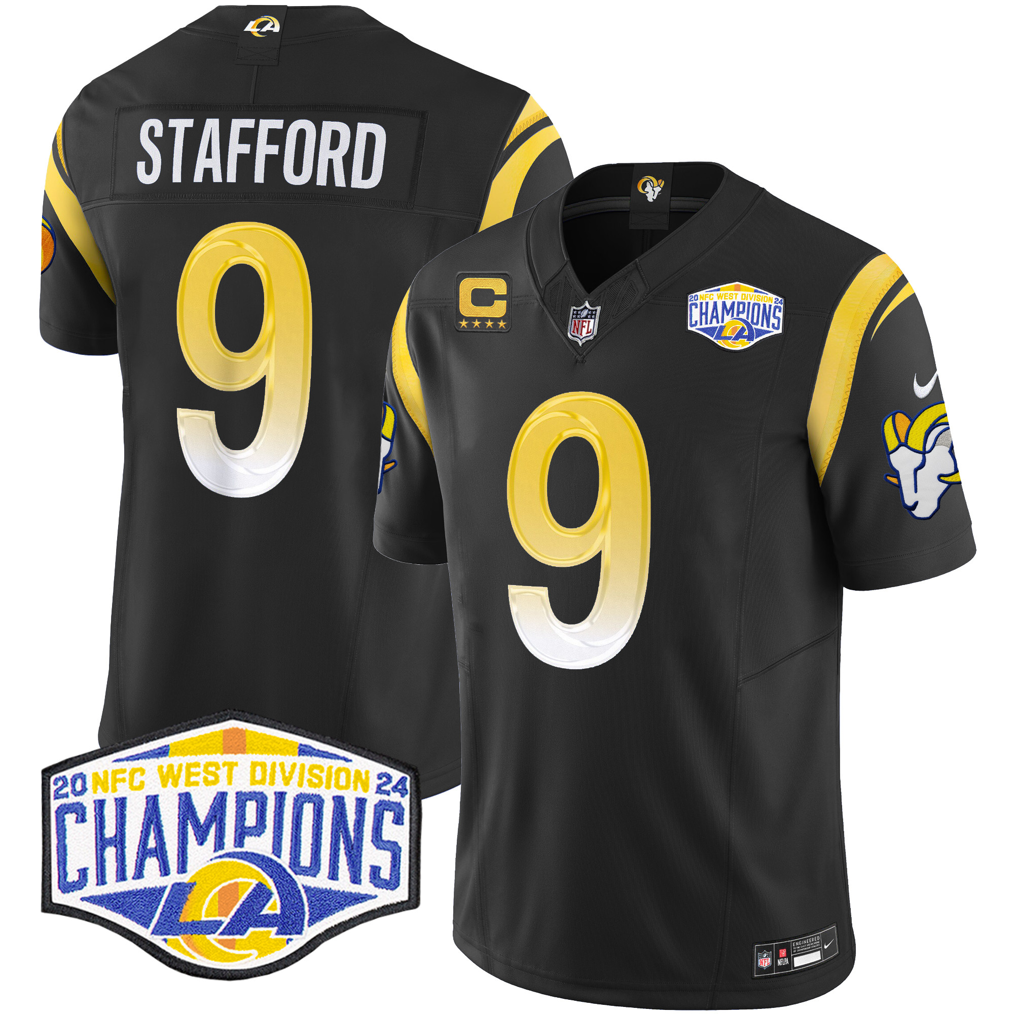 Men's Matthew Stafford Los Angeles Rams 2024 NFC West Division Champions Vapor Limited Black Jersey - All Stitched