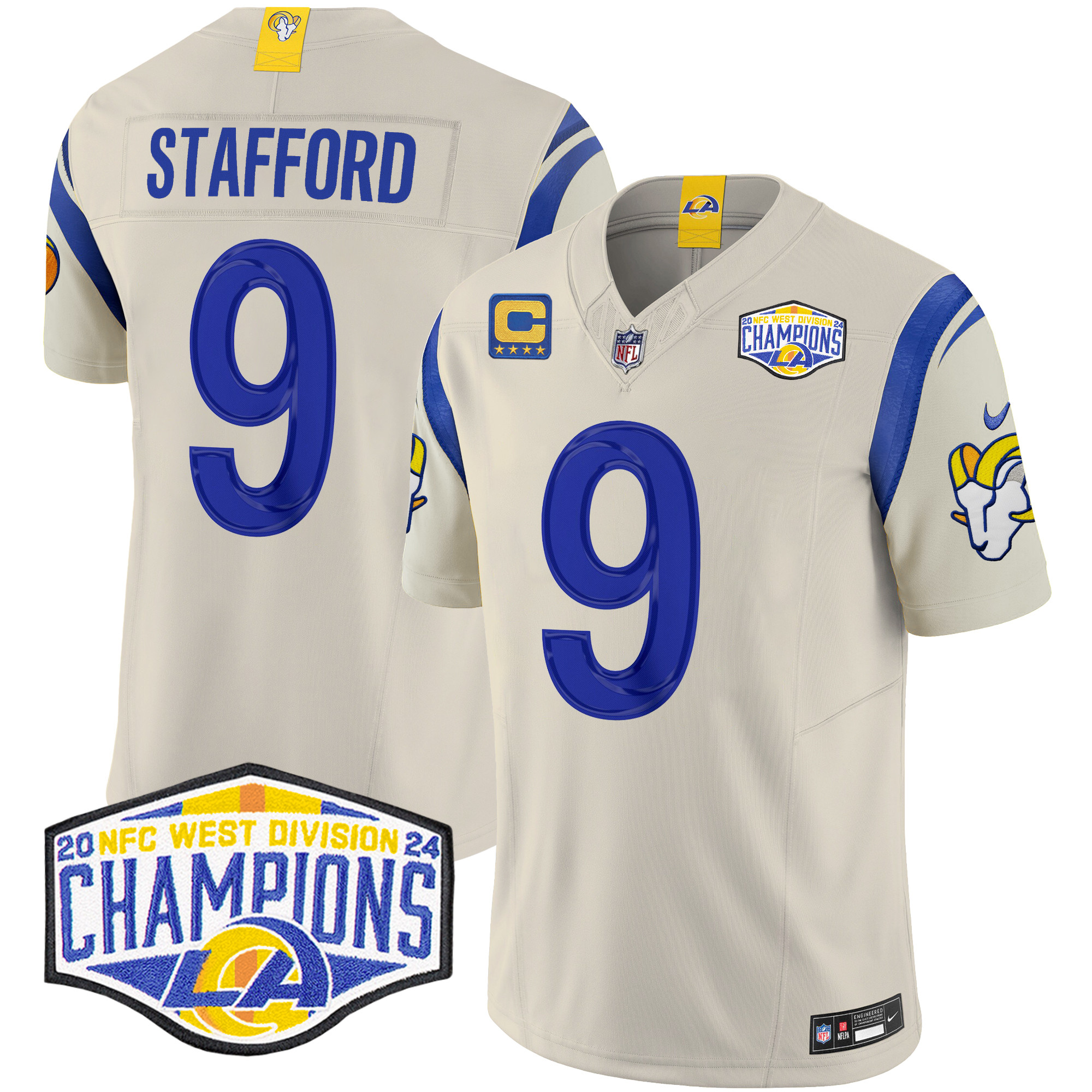 Men's Matthew Stafford Los Angeles Rams 2024 NFC West Division Champions Vapor Limited Bone Jersey - All Stitched