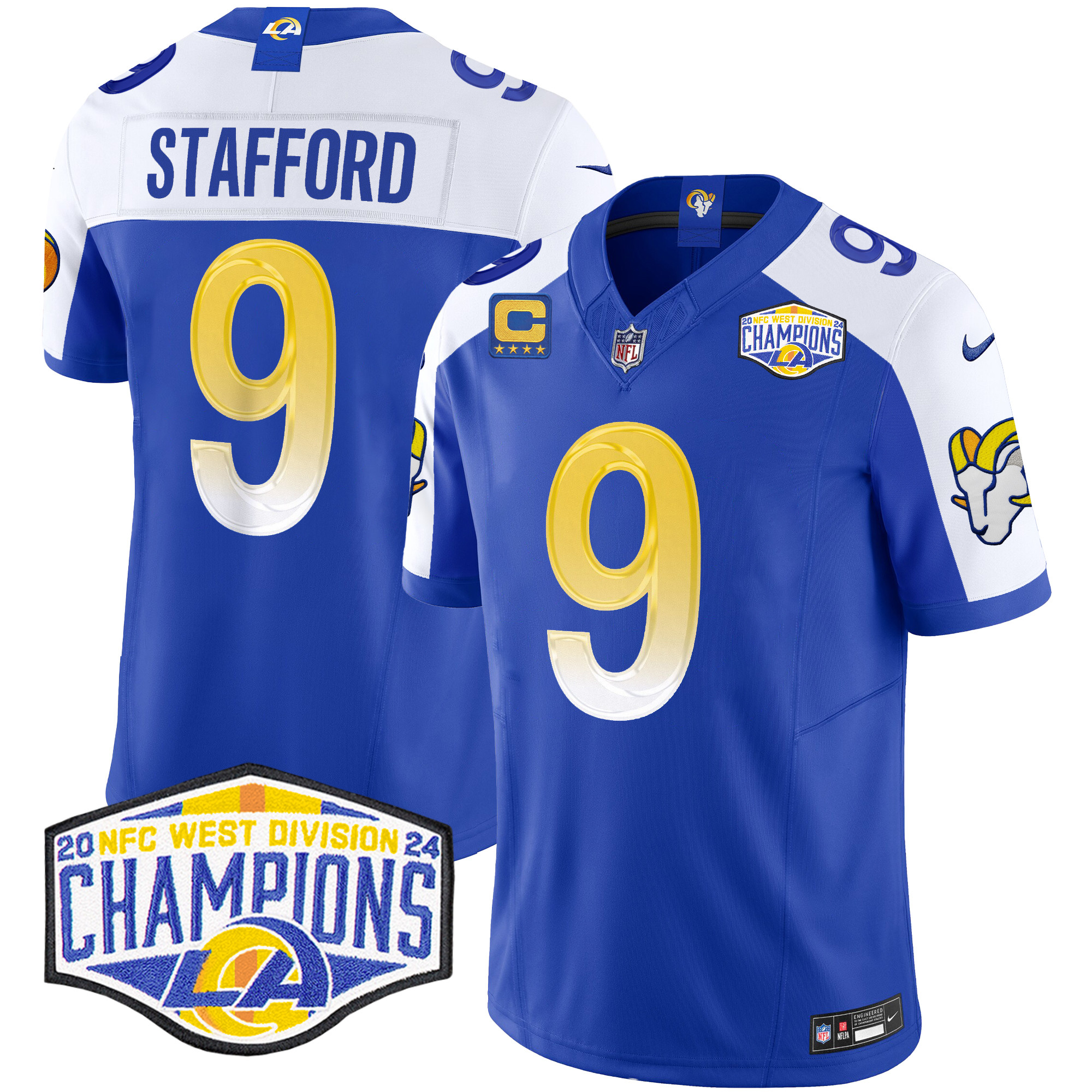 Men's Matthew Stafford Los Angeles Rams 2024 NFC West Division Champions Vapor Limited Royal Alternate Jersey - All Stitched