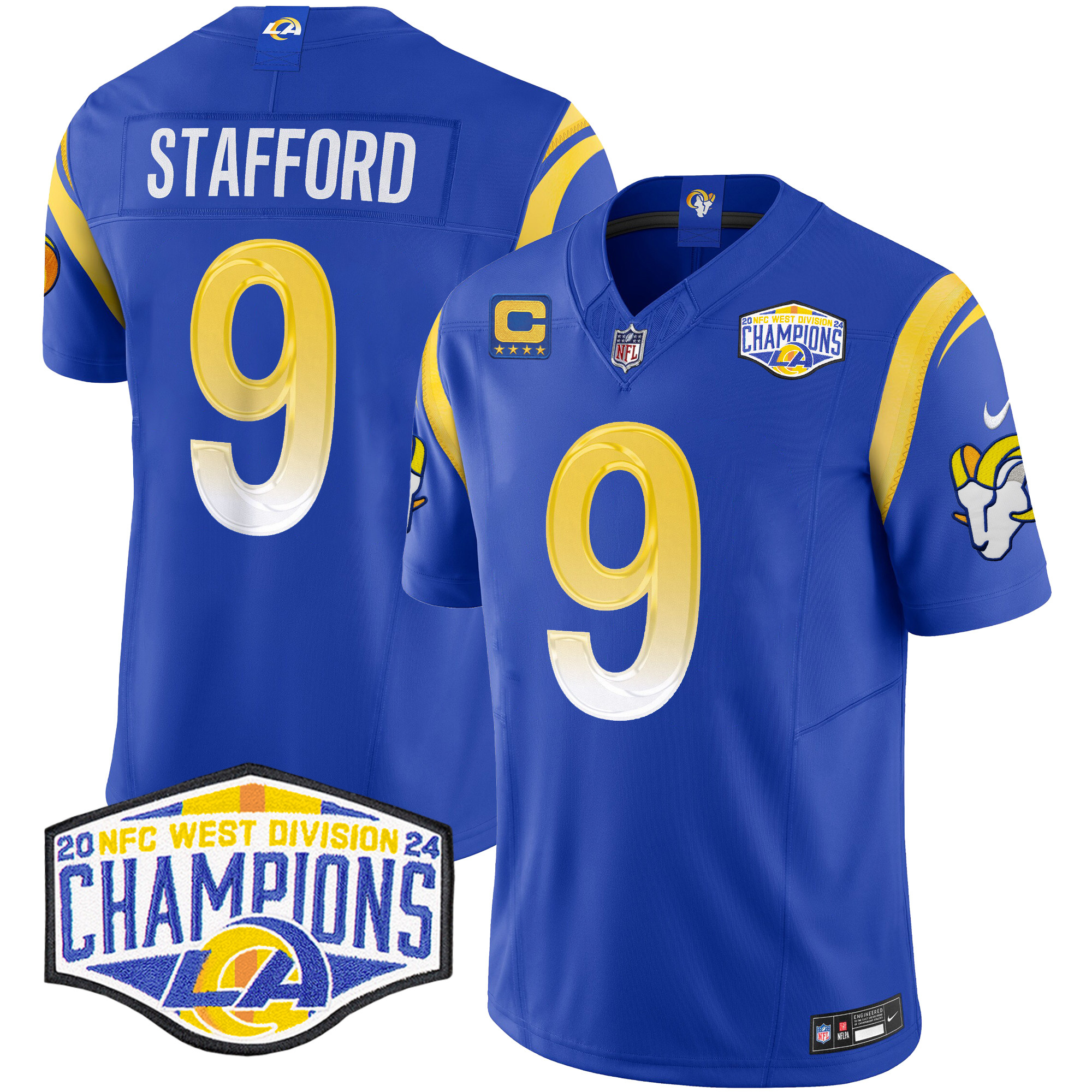 Men's Matthew Stafford Los Angeles Rams 2024 NFC West Division Champions Vapor Limited Royal Jersey - All Stitched