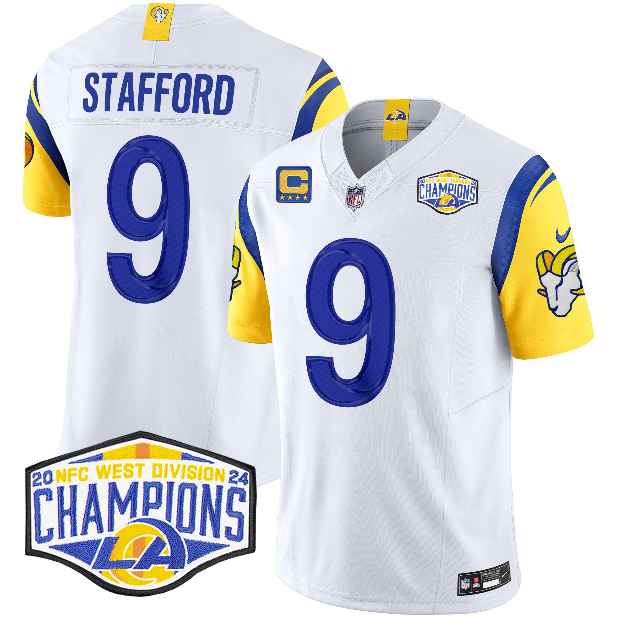 Men's Matthew Stafford Los Angeles Rams 2024 NFC West Division Champions Vapor Limited White Jersey - All Stitched