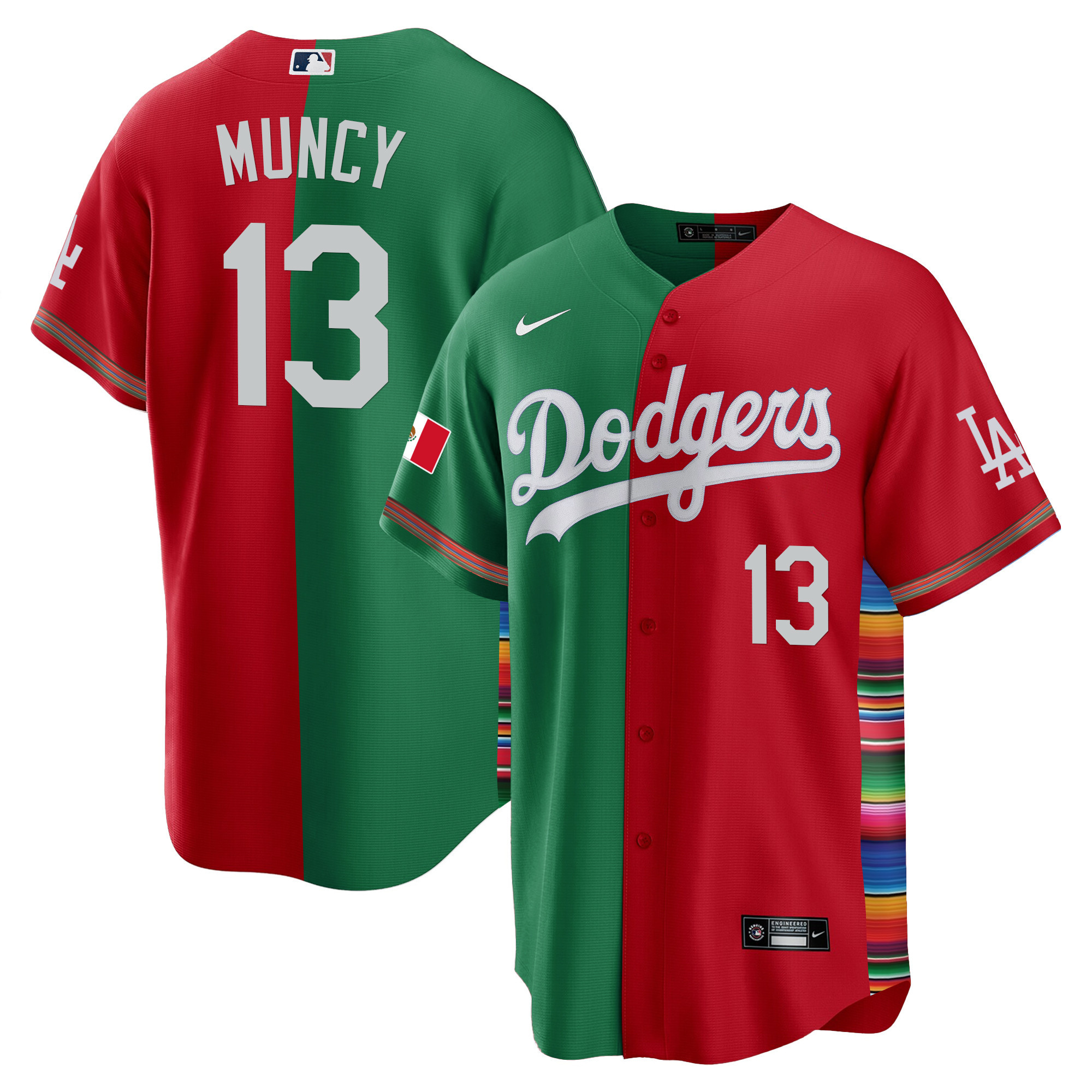 Men's Max Muncy Los Angeles Dodgers Mexico Cool Base Limited Split Jersey V2 - All Stitched
