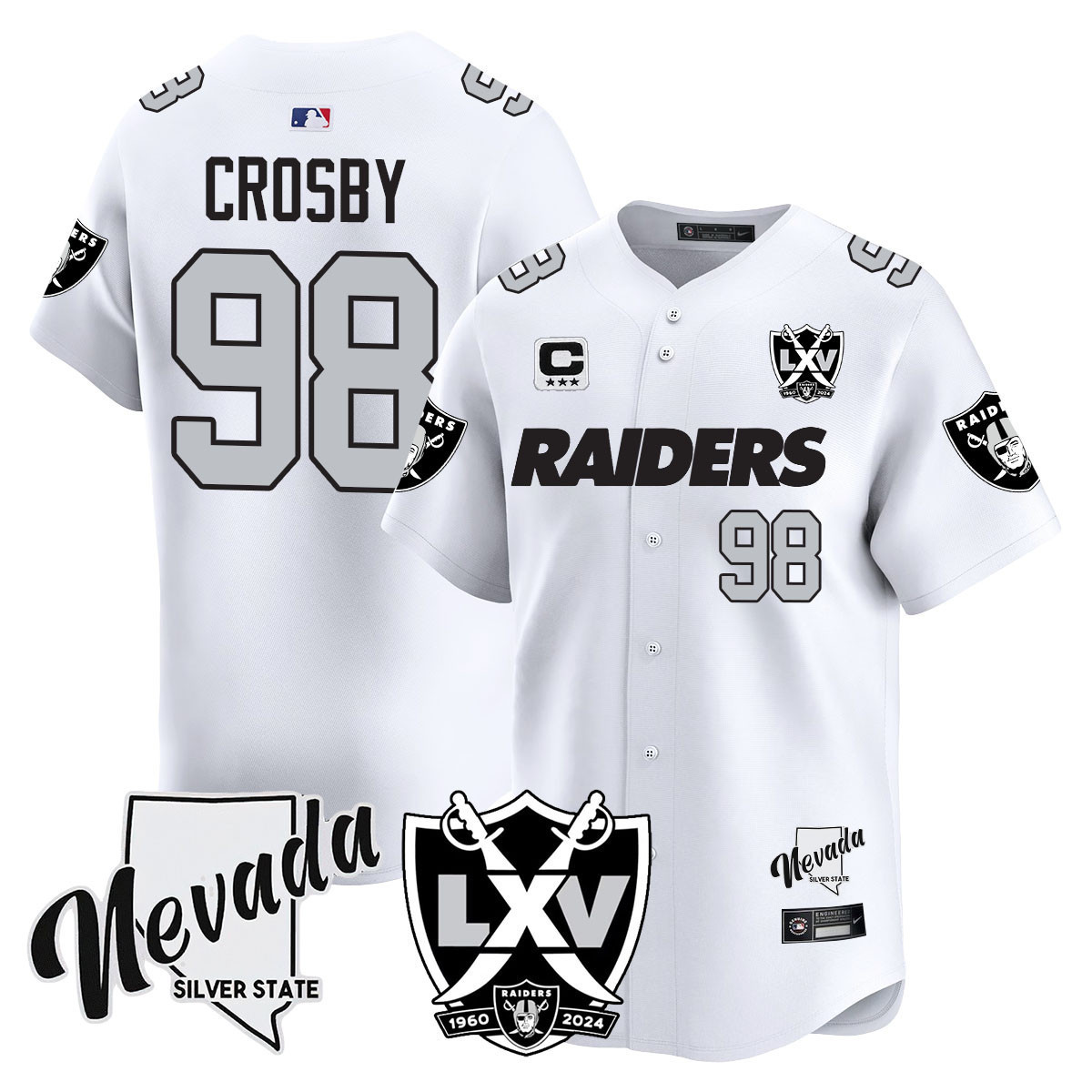 Men's Maxx Crosby Las Vegas Raiders 2024 Vapor Premier Limited White Jersey - 65th Anniversary - All Stitched