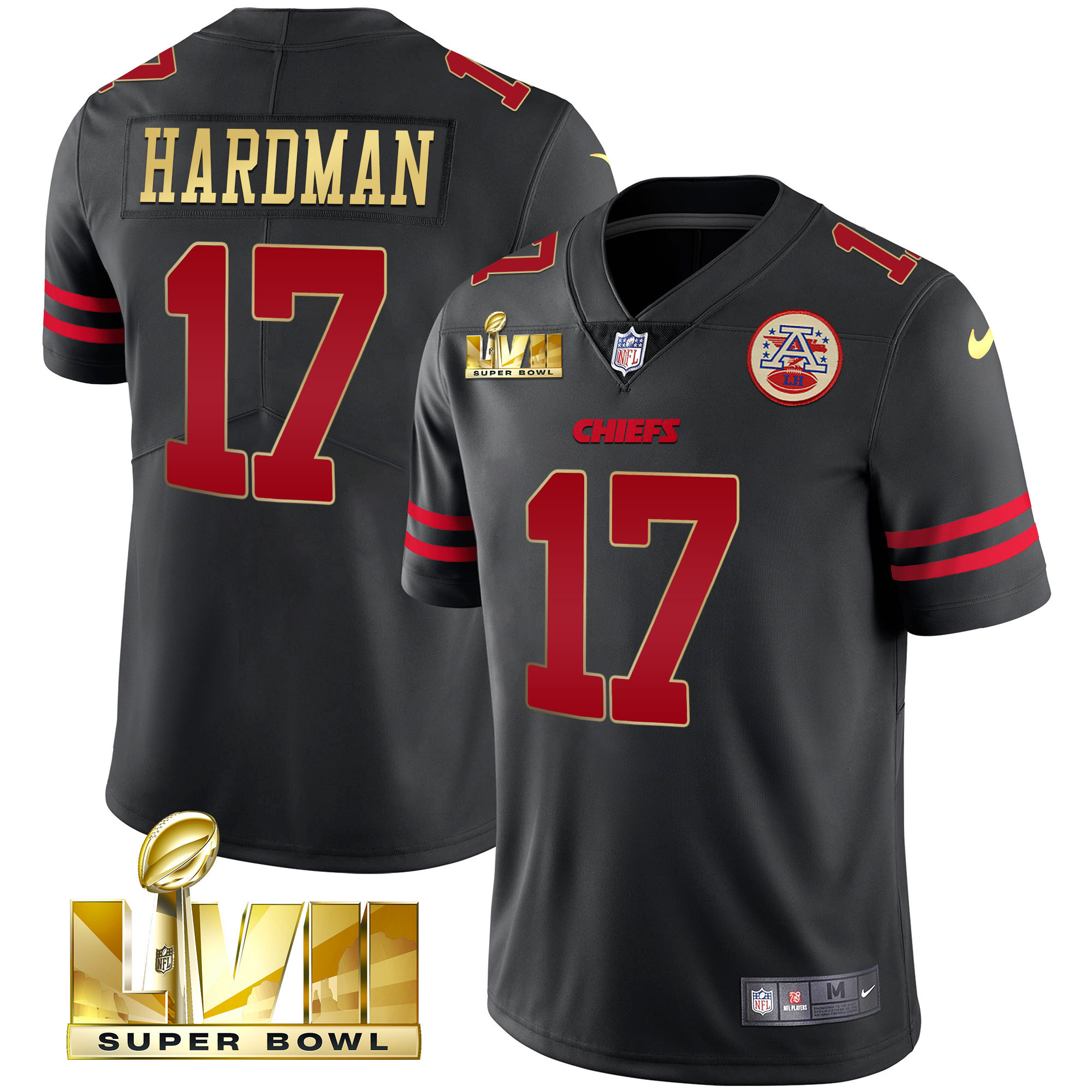 Men's Mecole Hardman Kansas City Chiefs Super Bowl LVII Gold Trim Vapor Gold Trim Jersey - All Stitched