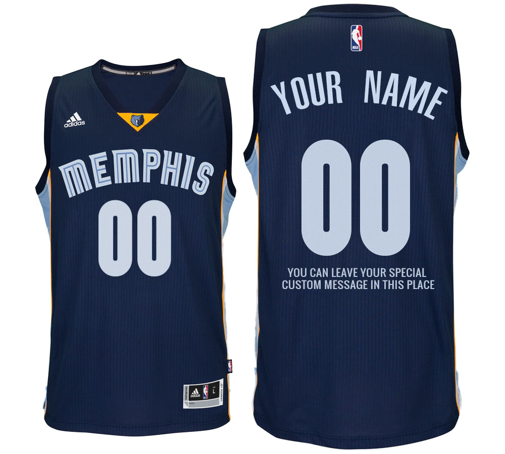 Mens Memphis Grizzlies Road Navy Custom Message Jersey