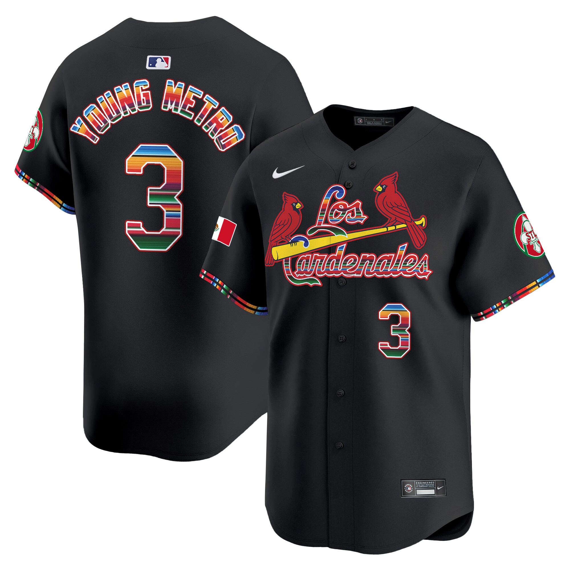 Men's Metro Boomin St. Louis Cardinals Fiesta Cardenales Vapor Premier Limited Black Jersey - All Stitched