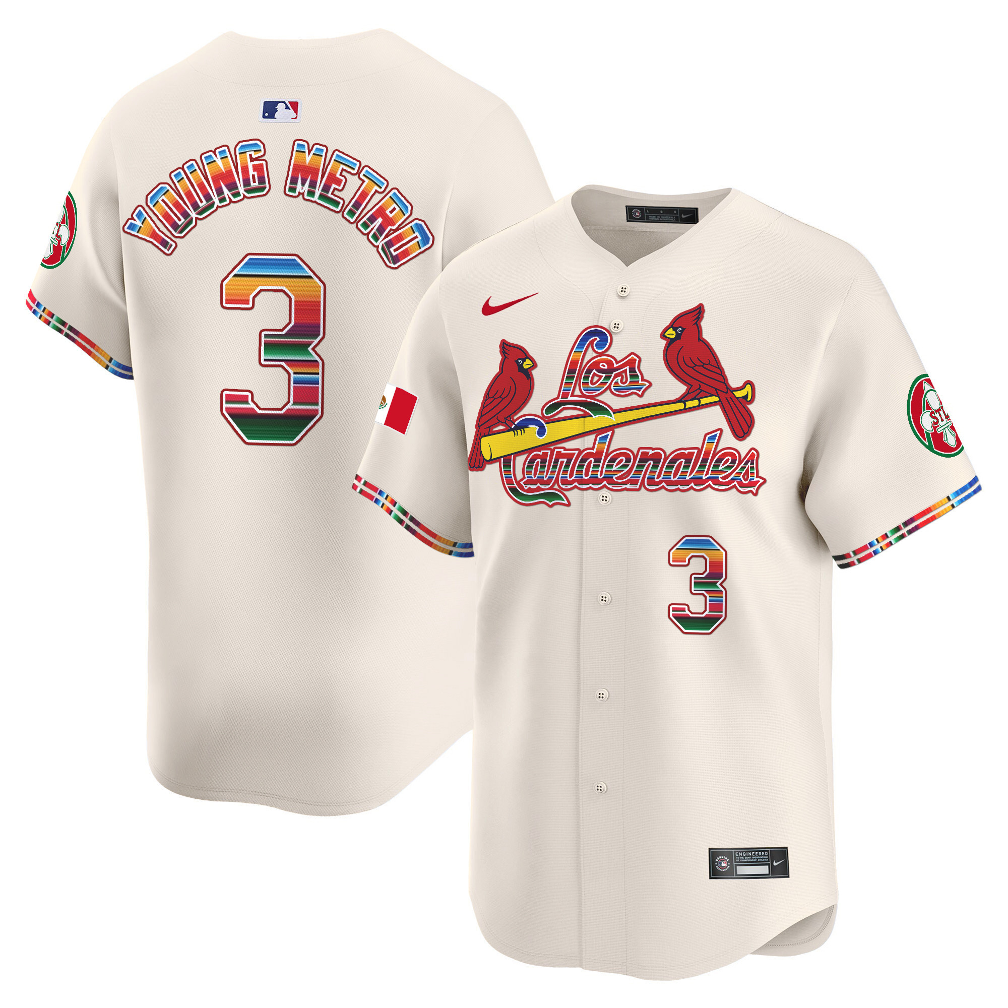 Men's Metro Boomin St. Louis Cardinals Fiesta Cardenales Vapor Premier Limited Cream Jersey - All Stitched