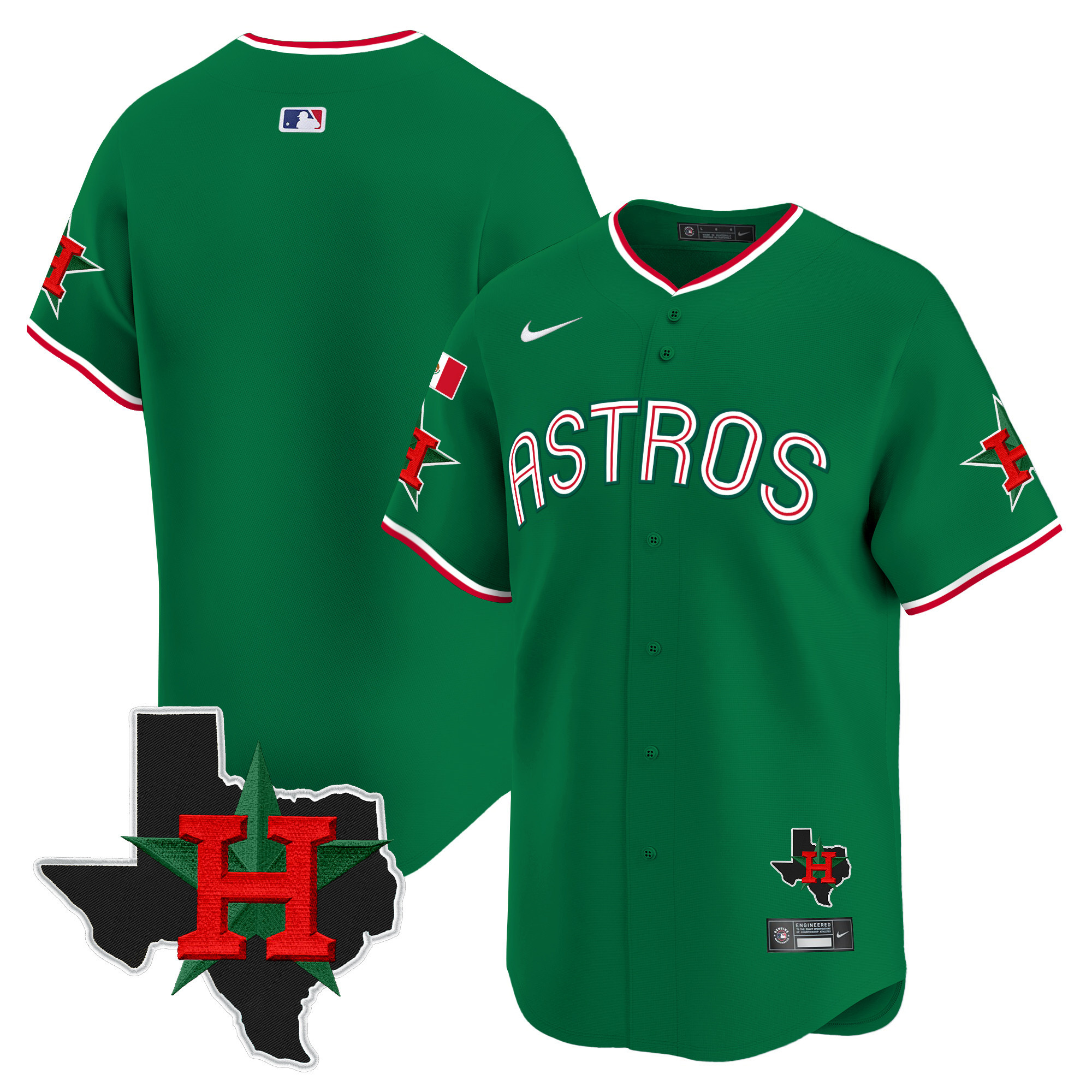 Men's Mexico Texas Patch Vapor Premier Limited Green Houston Astros Jersey V3 - All Stitched