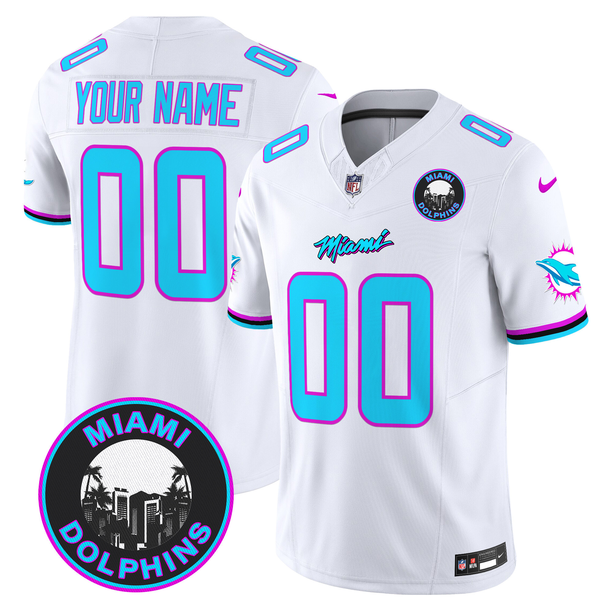 Men's Miami Dolphins "Miami Vice" Vapor Limited Custom White Jersey V3 - All Stitched
