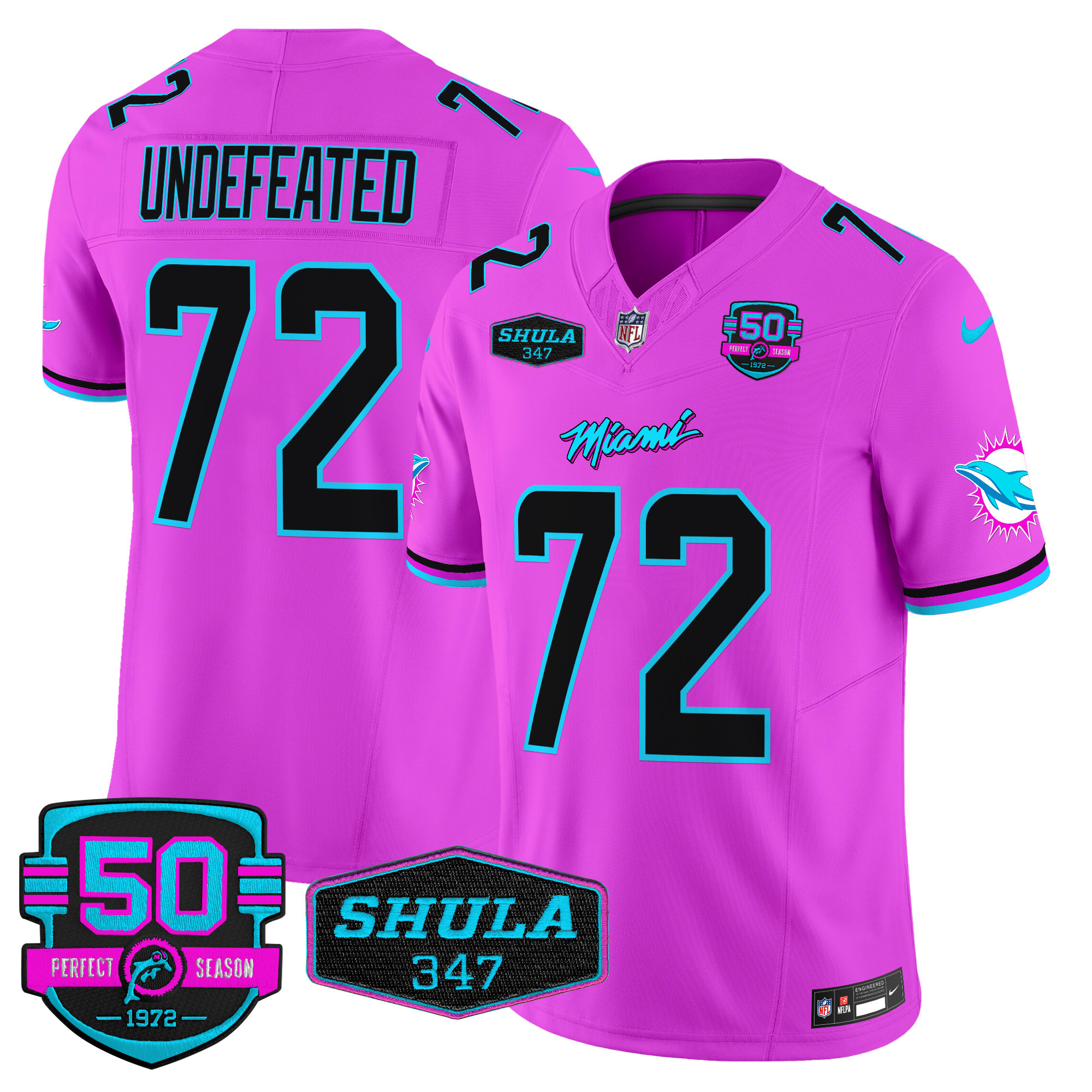 Men's Miami Dolphins "Miami Vice" Vapor Limited Undefeated Pink Jersey V4 - All Stitched