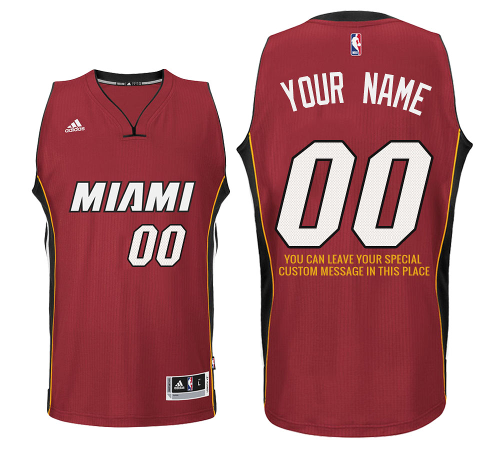 Mens Miami Heat Alternate Red Custom Message Jersey