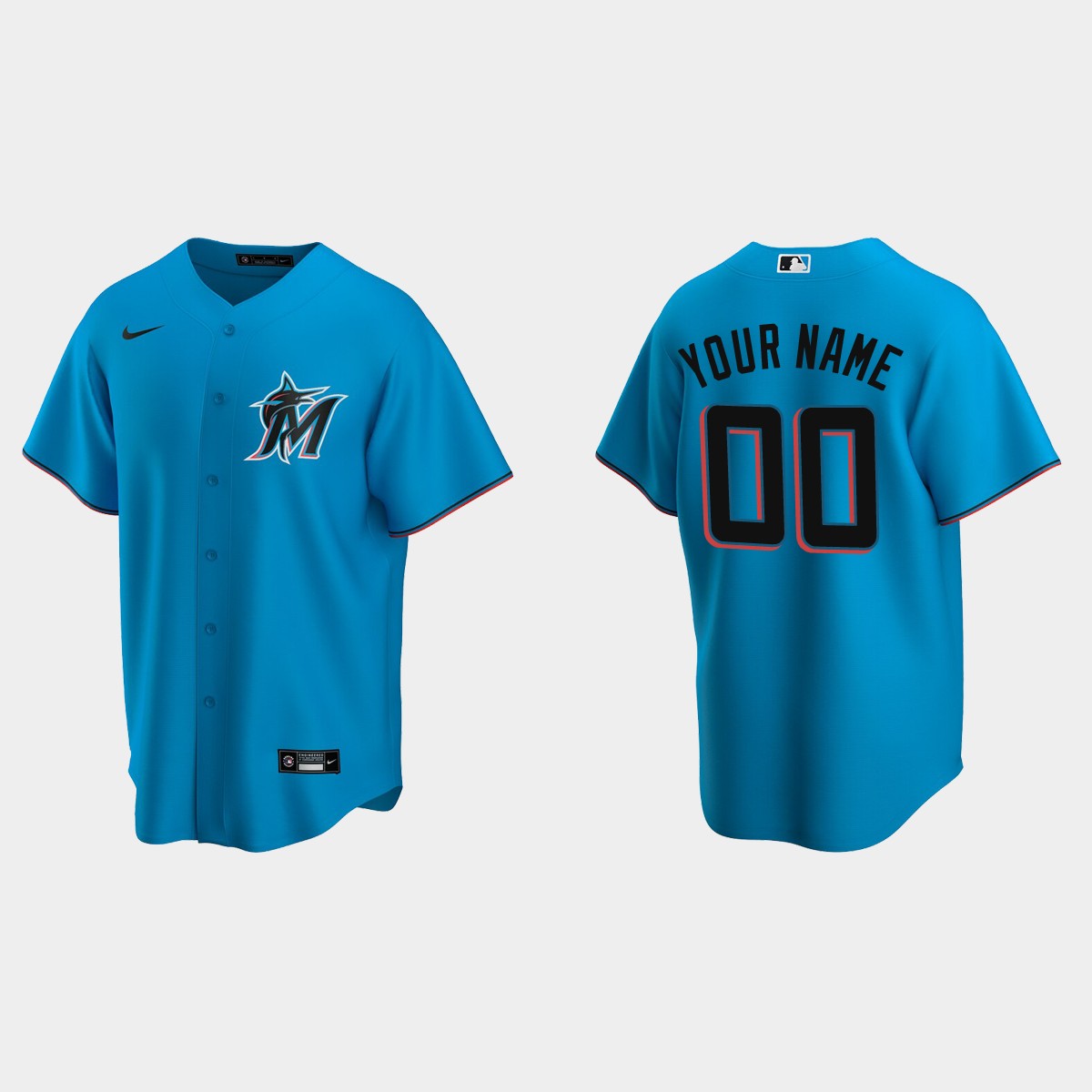Men's Miami Marlins Blue Alternate Custom Jersey